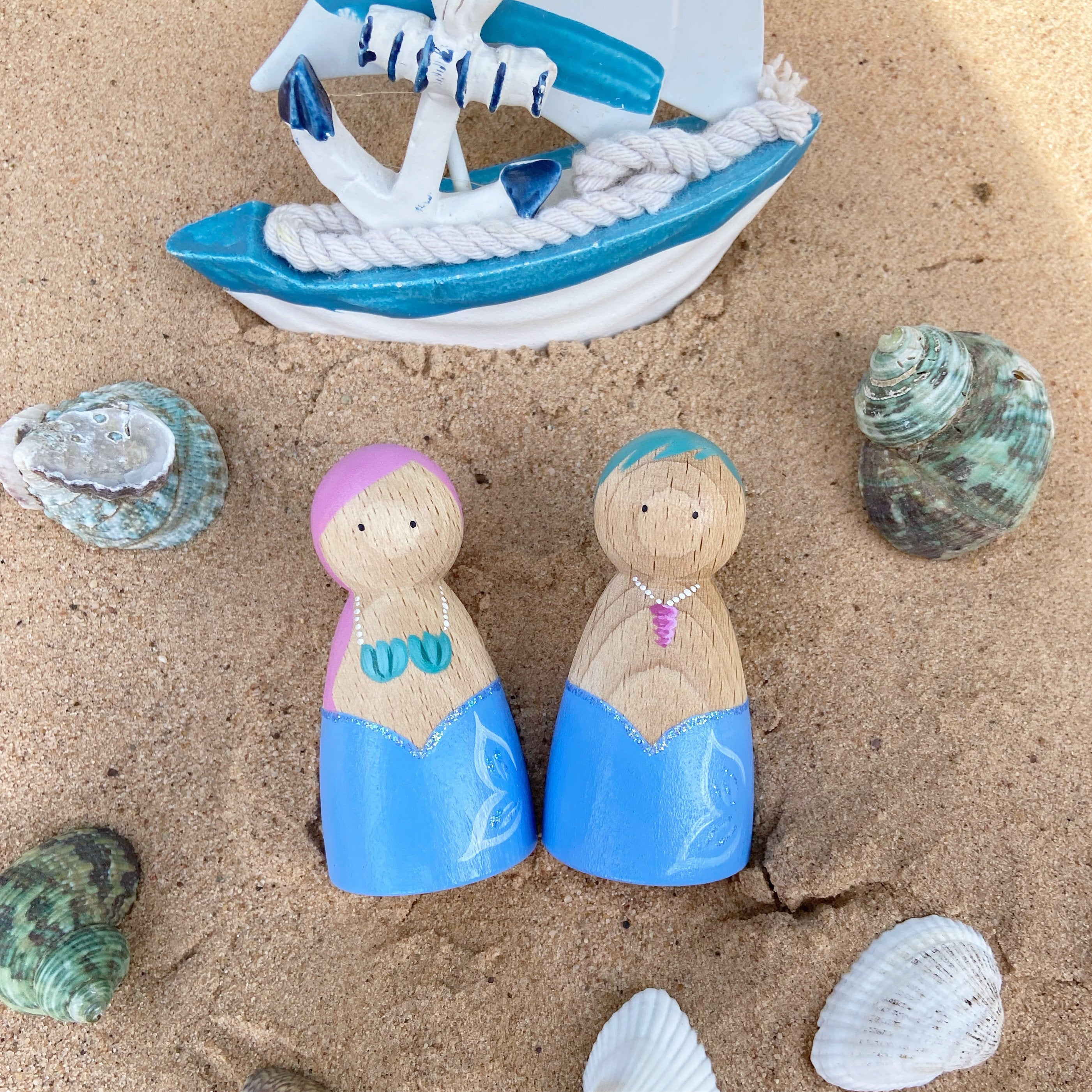 Mermaid & Merman Peg Dolls