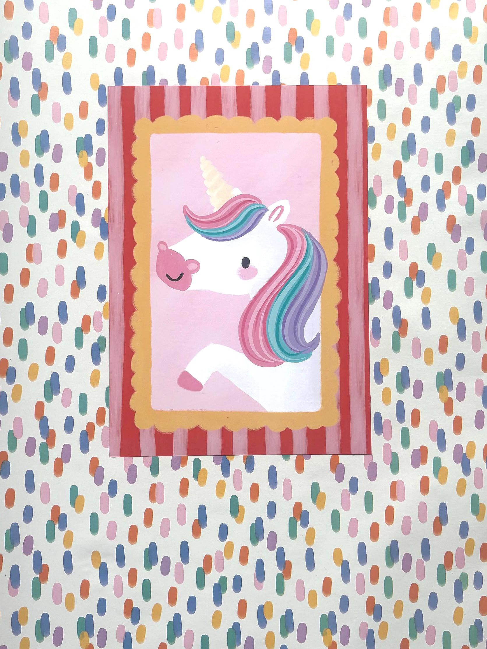Illustrated Unicorn Art Print Poster A4