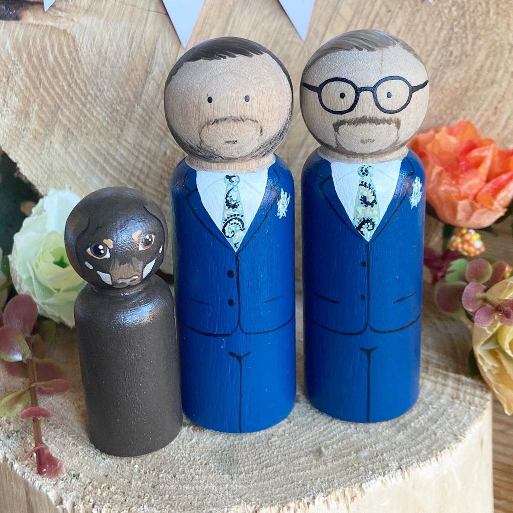 Wedding Peg Dolls Cake Topper