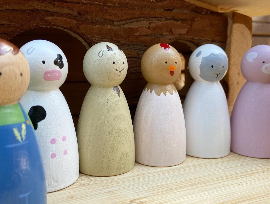 Farmer & Farm Set Peg Dolls
