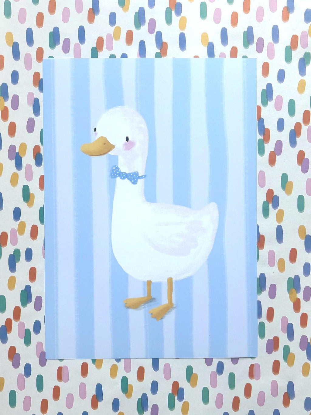 Illustrated Blue Goose Art Print Poster A4