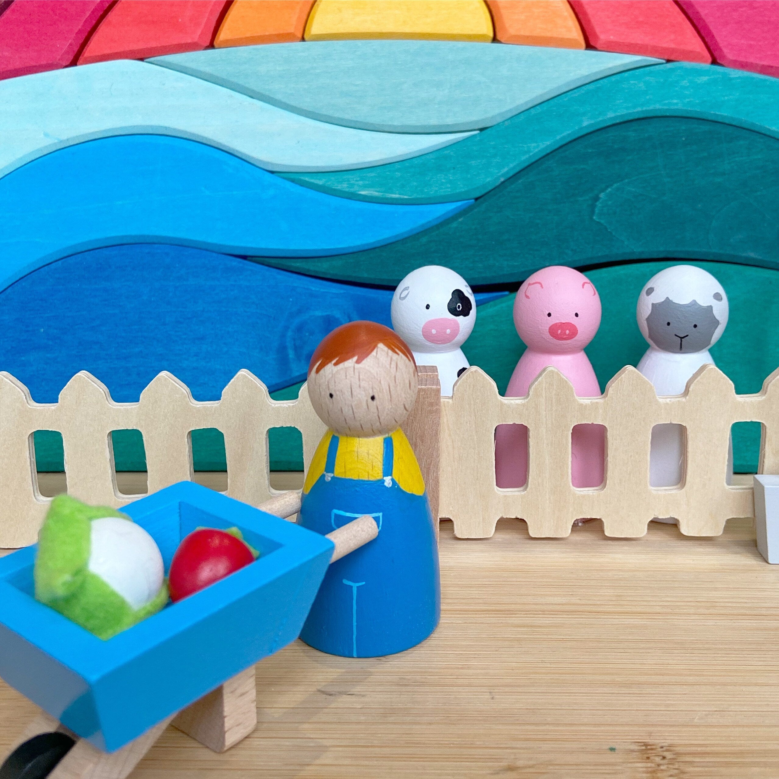 Farmer & Farm Set Peg Dolls