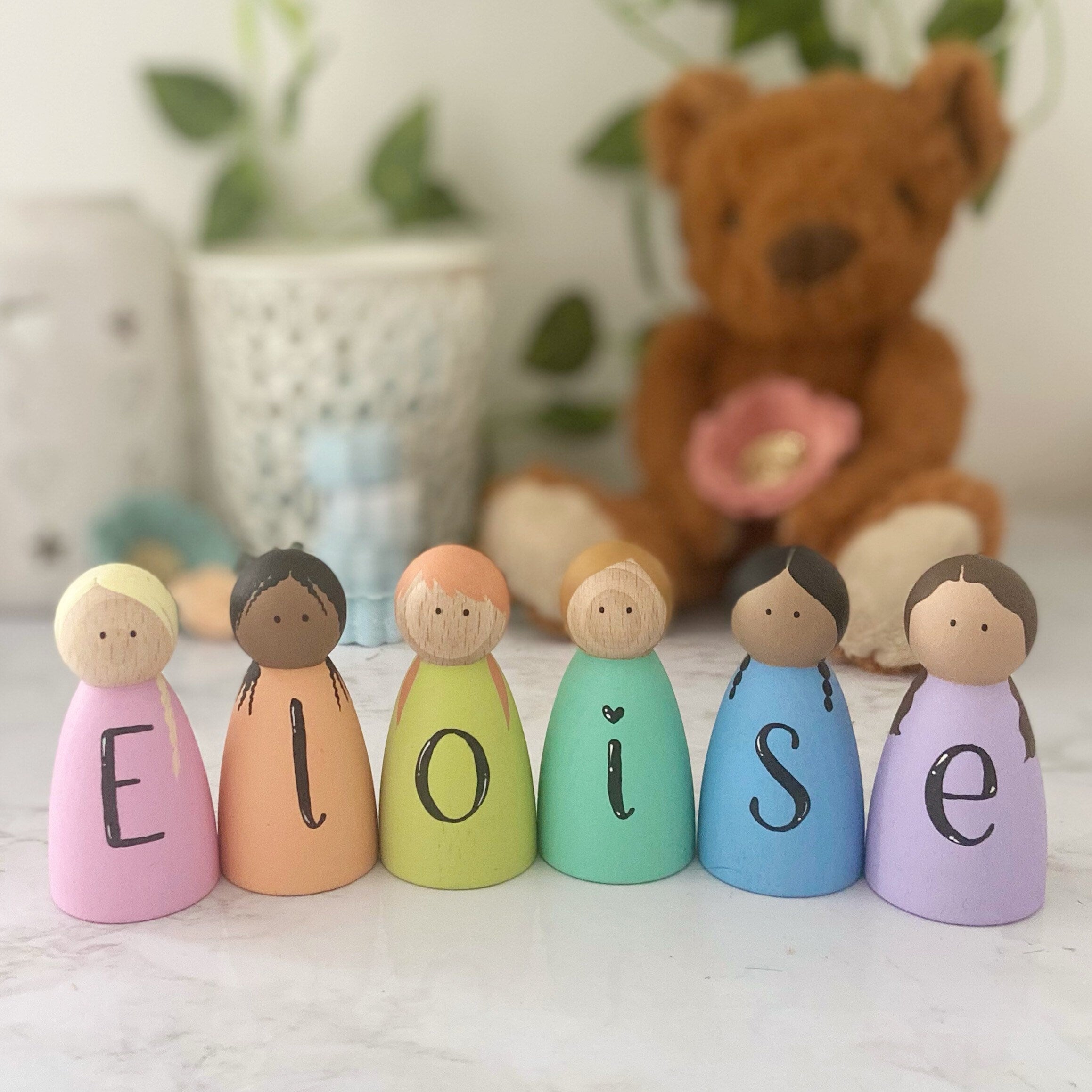 Personalised Individual Name Peg Dolls