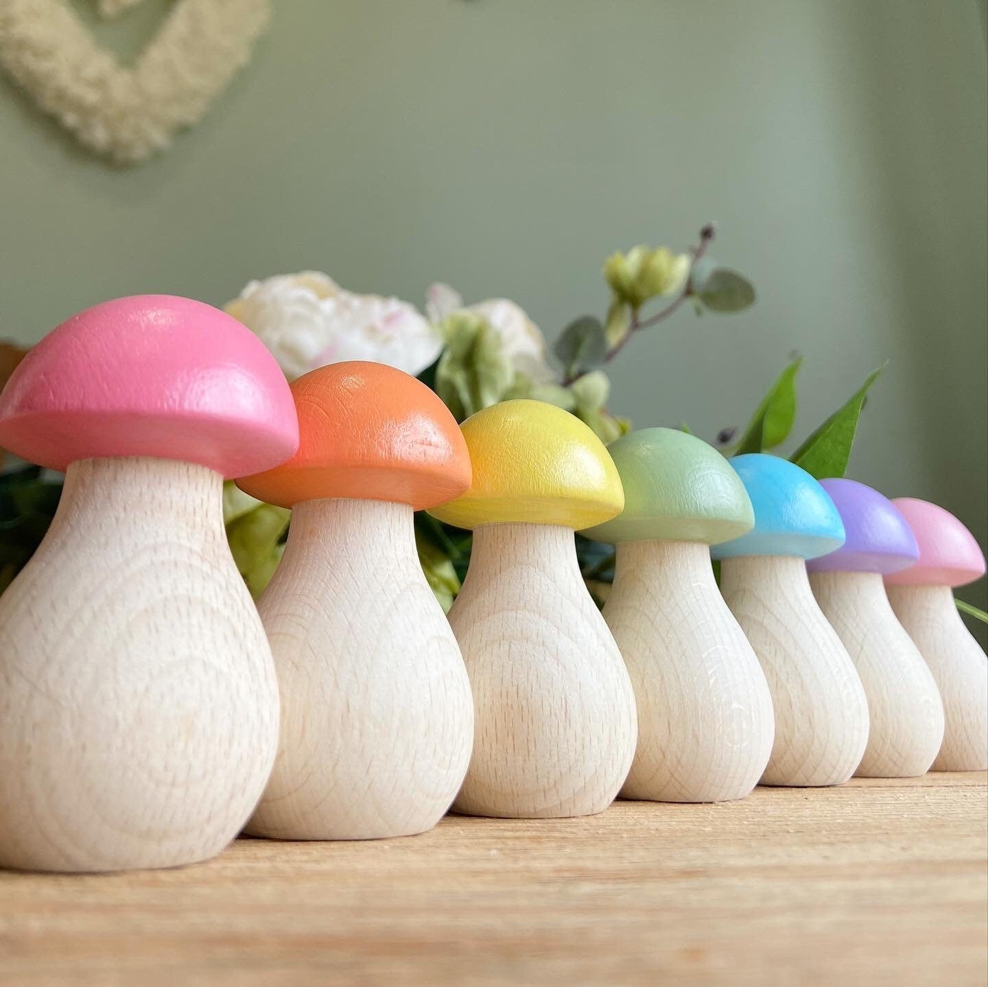 Rainbow Toadstool Peg Doll Set