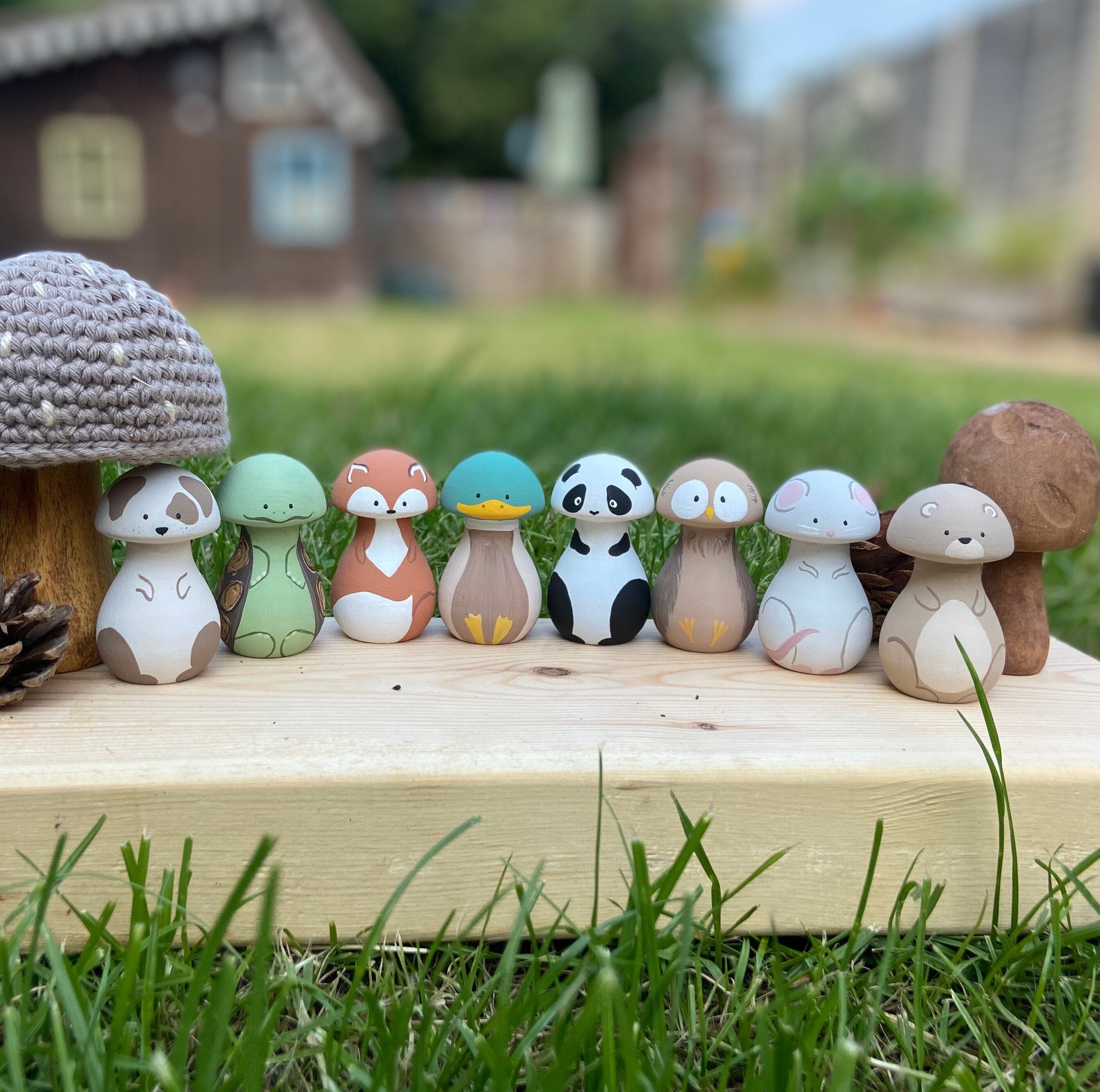 Toadstool Animal Peg Dolls