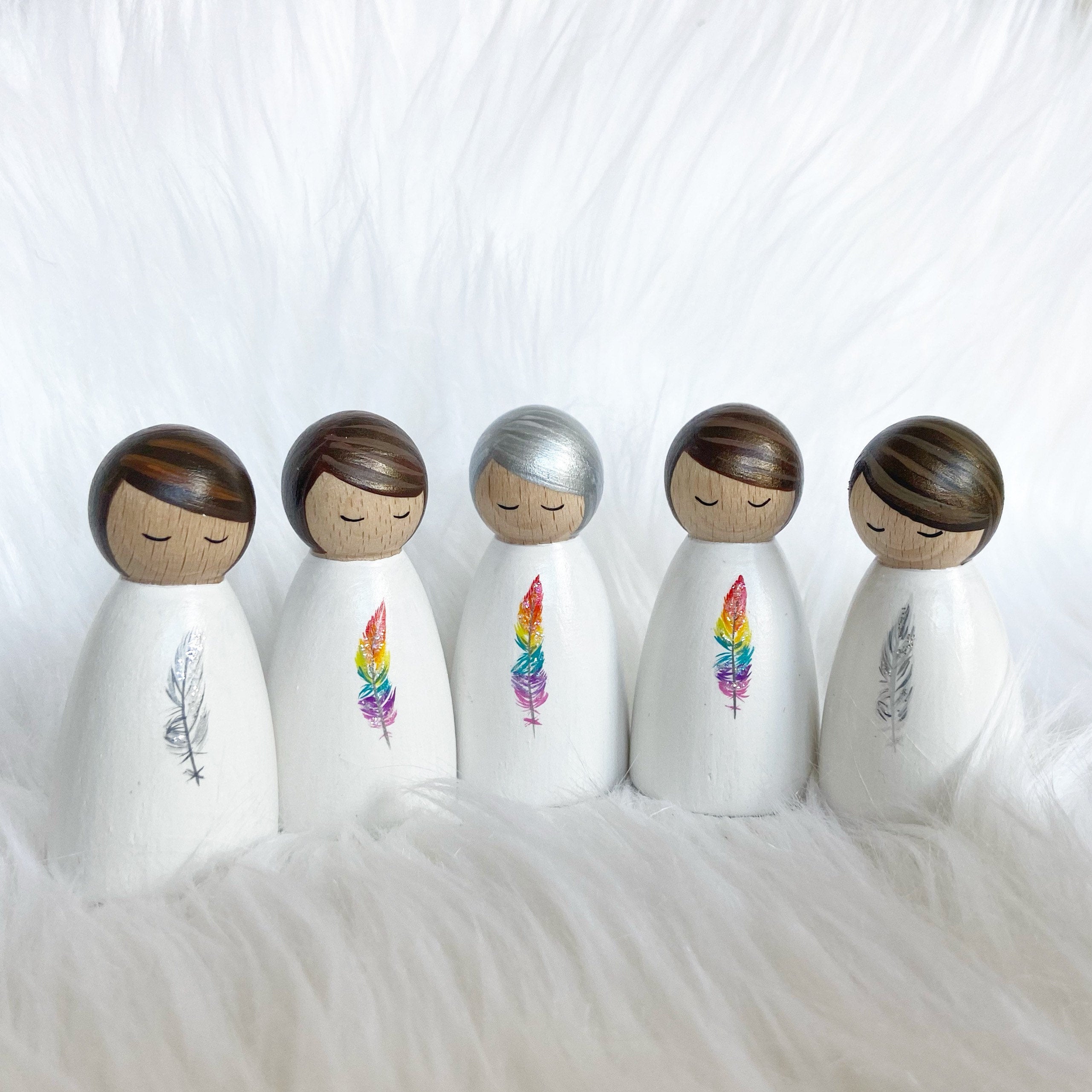 Angel Peg Doll with Feather