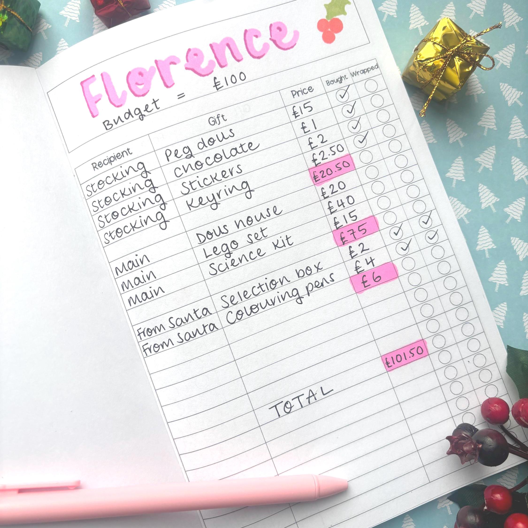 Christmas Gift List Notebook