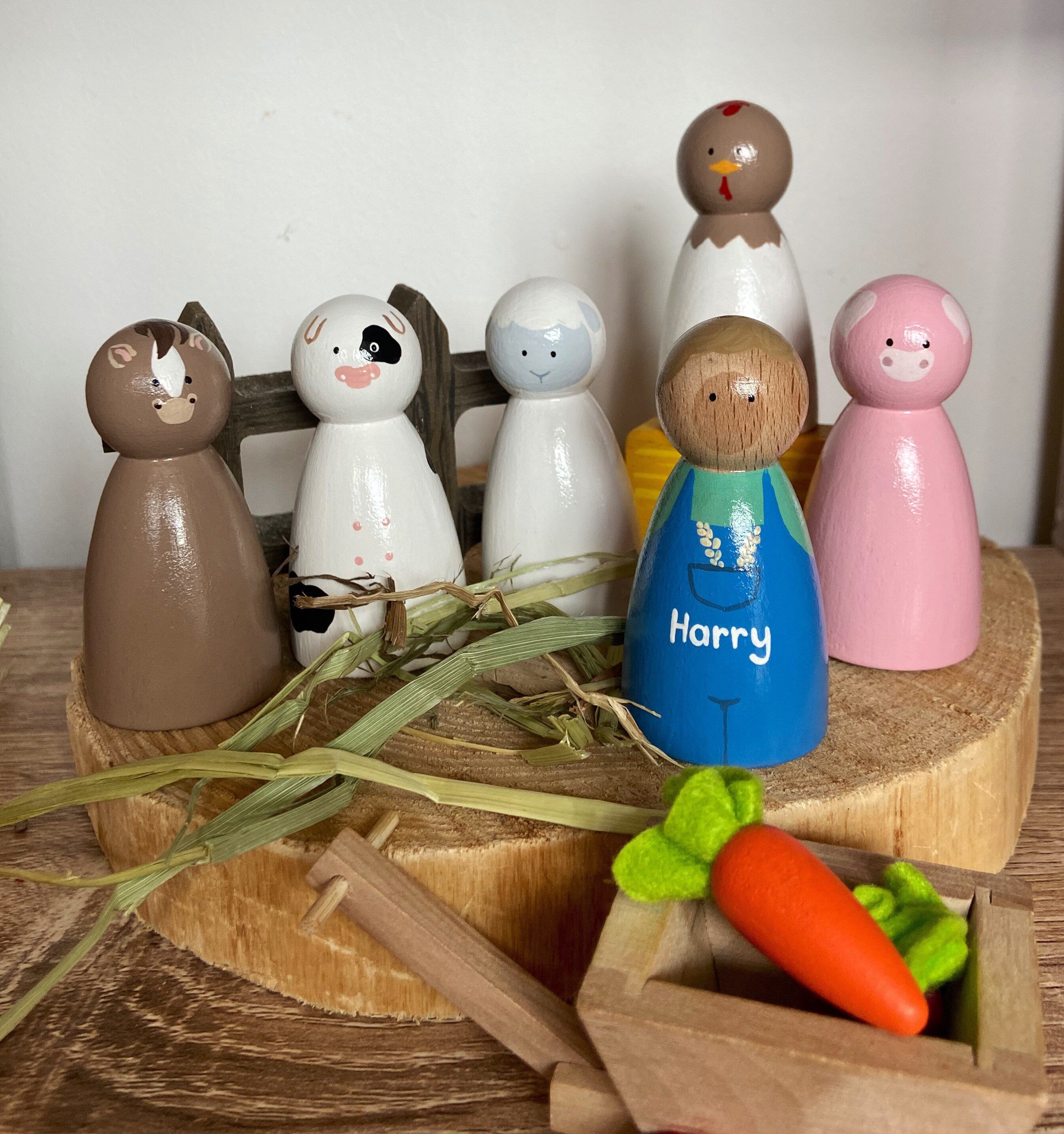 Farmer & Farm Set Peg Dolls