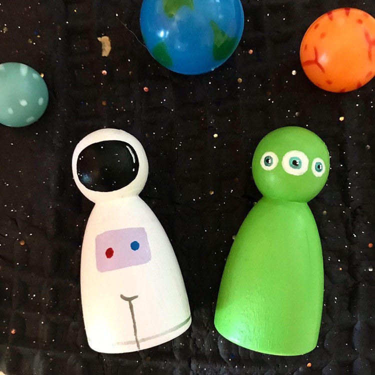 Astronaut & Alien Peg Dolls