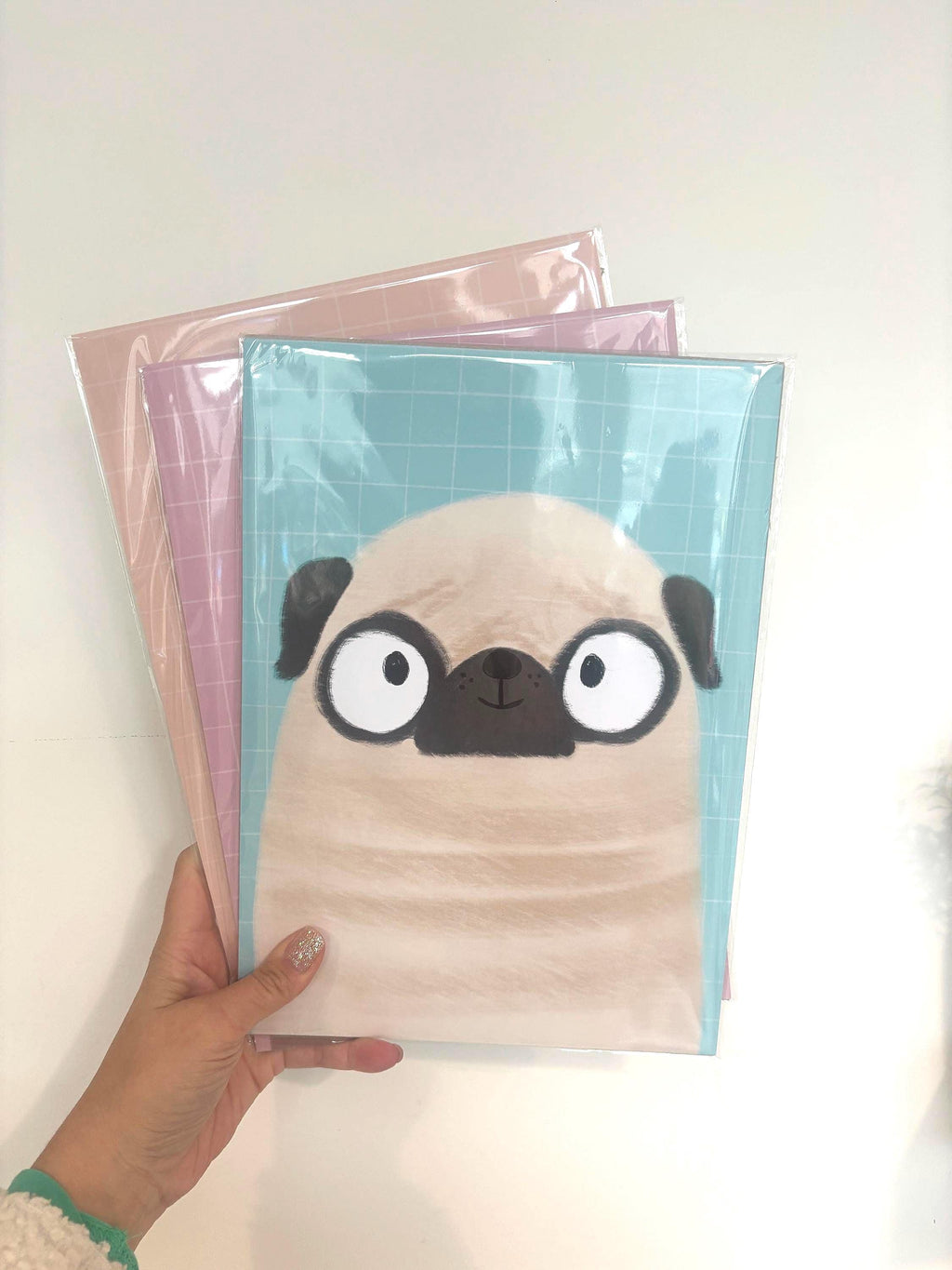Illustrated Pug Art Print Poster A4