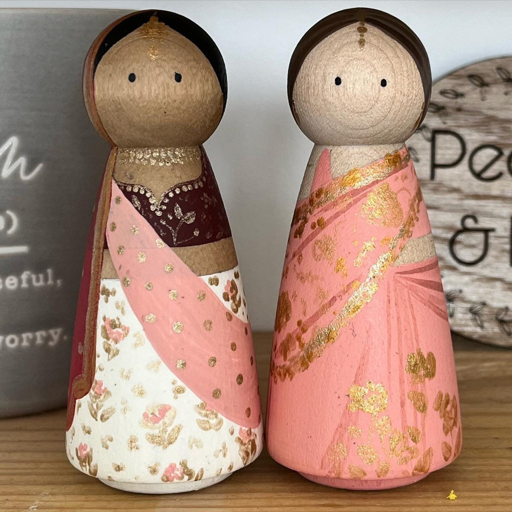 Wedding Peg Dolls Cake Topper