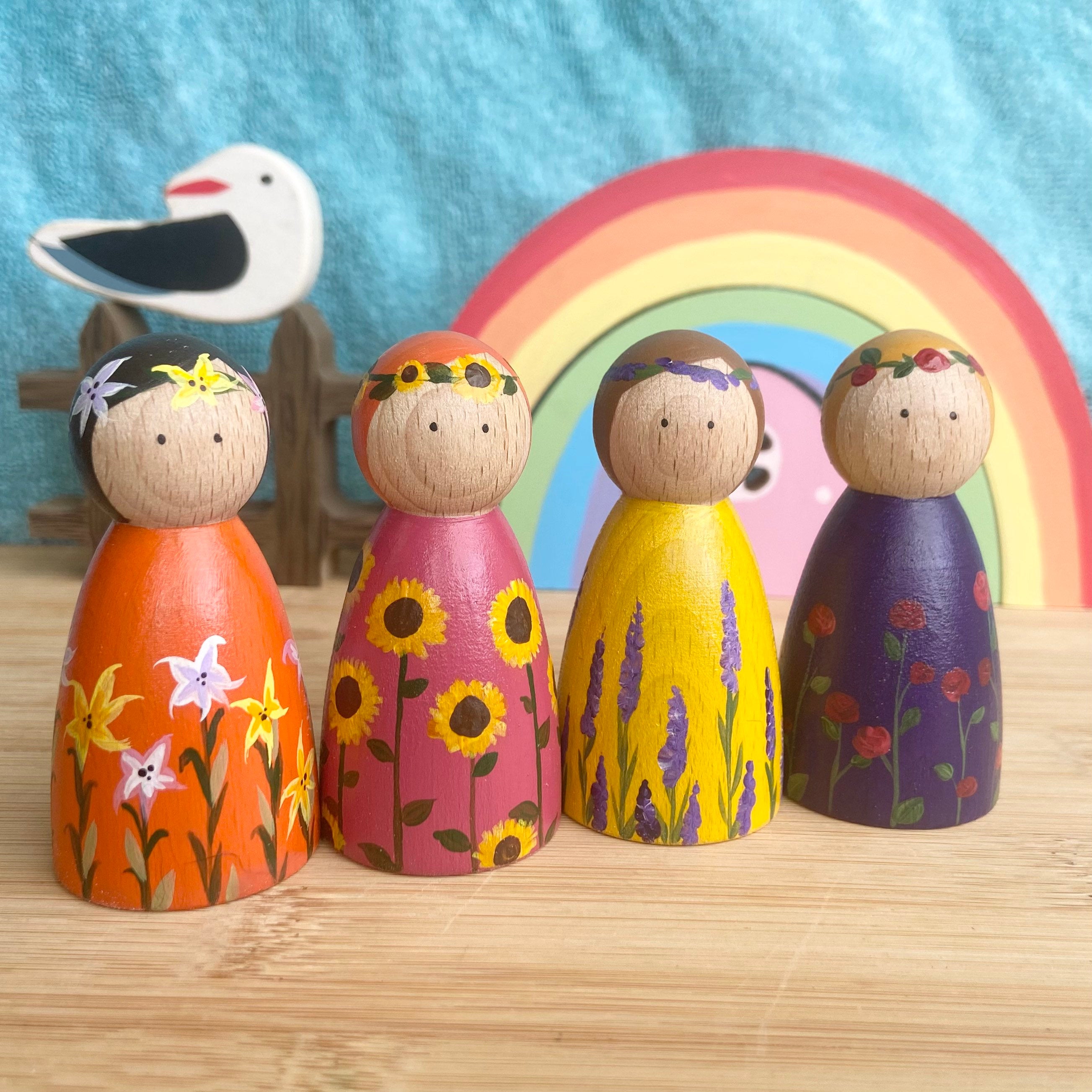 Summer Flower Peg Dolls