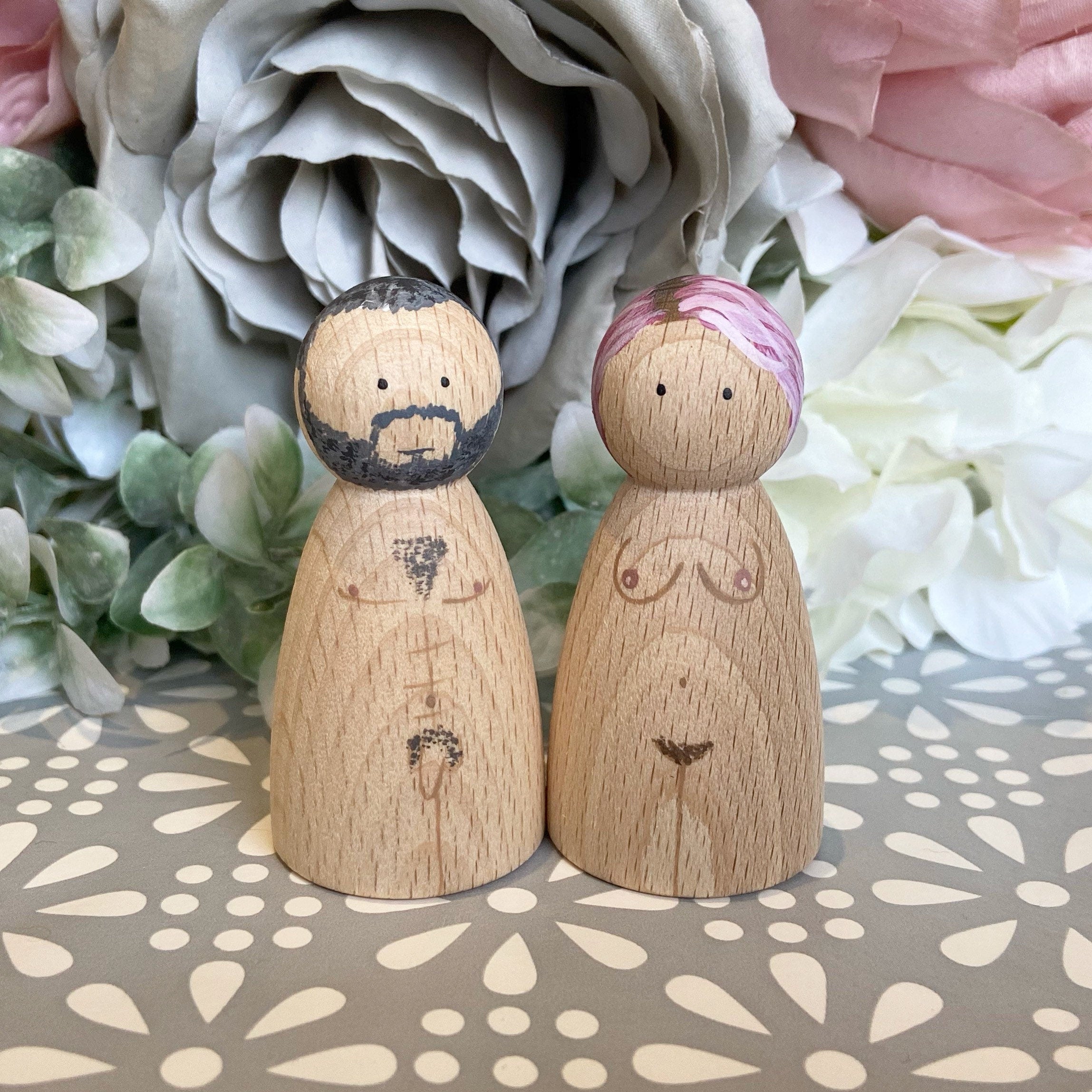 Nude Body Peg Doll Pair