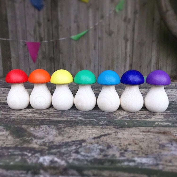 Rainbow Toadstool Peg Doll Set