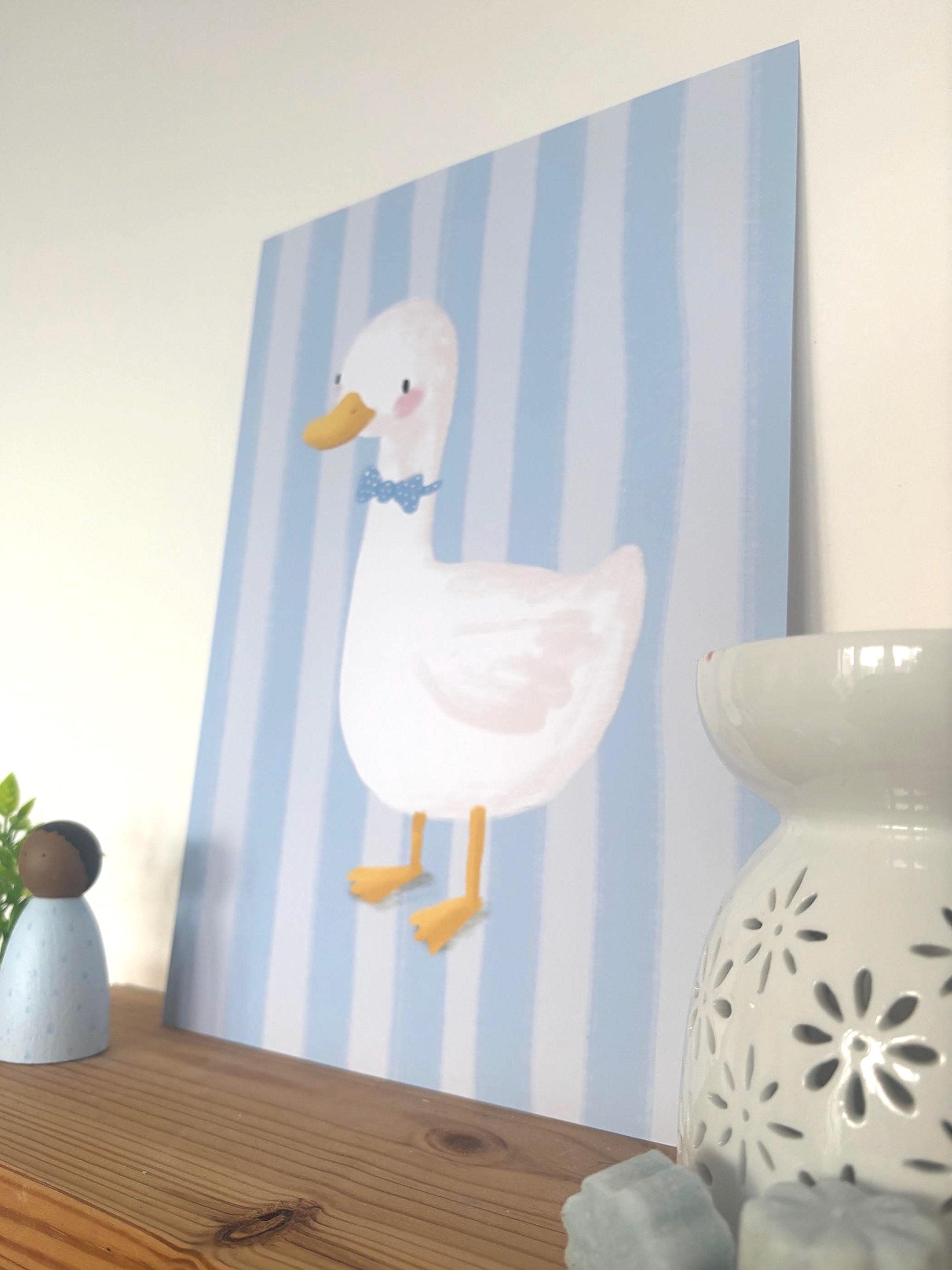 Illustrated Blue Goose Art Print Poster A4