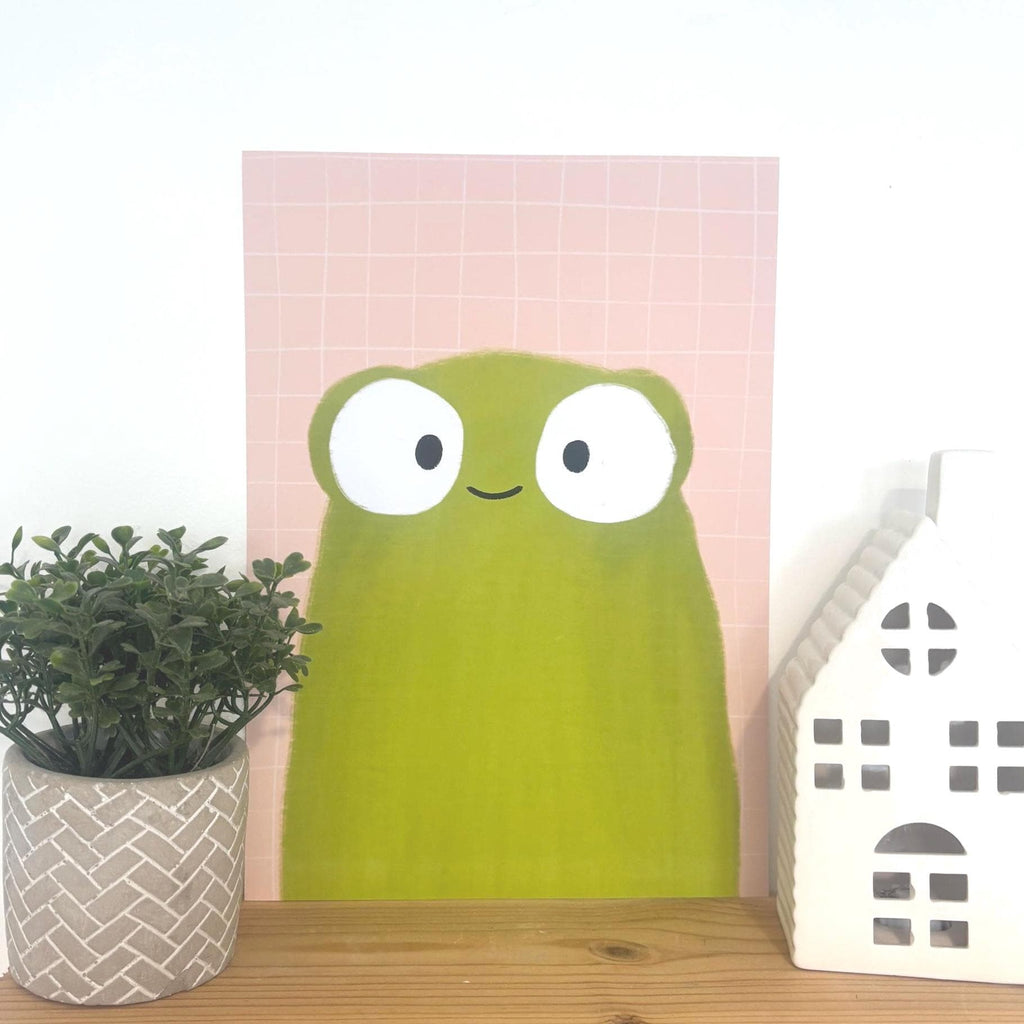 Illustrated Frog Art Print Poster A4