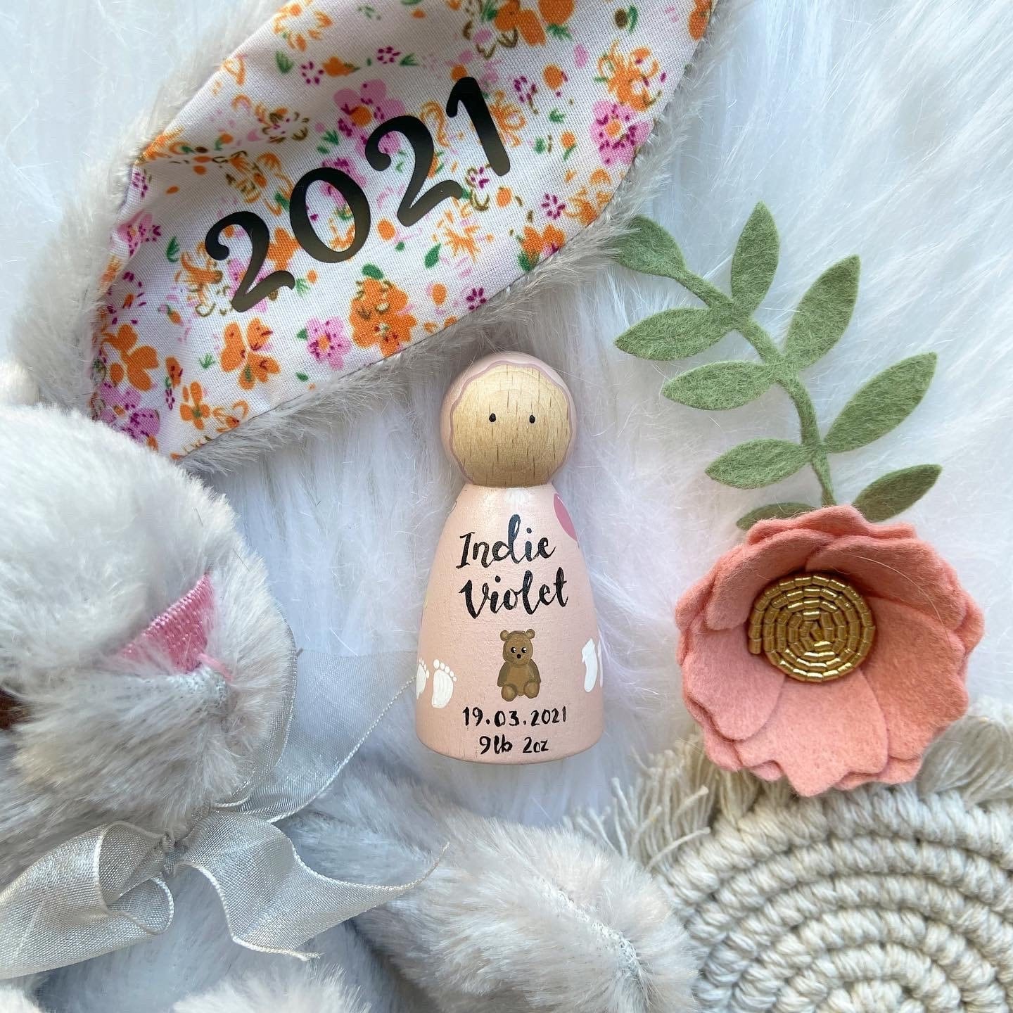 Personalised New Baby Peg Doll