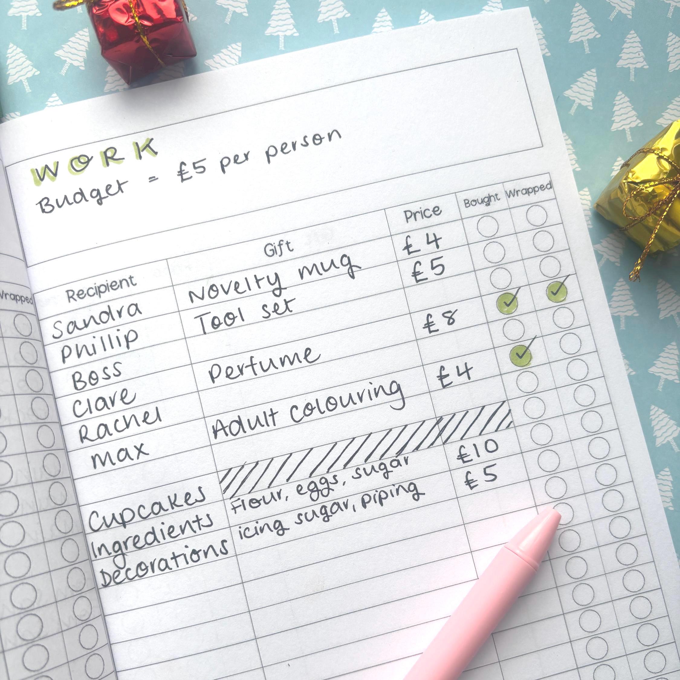 Christmas Gift List Notebook