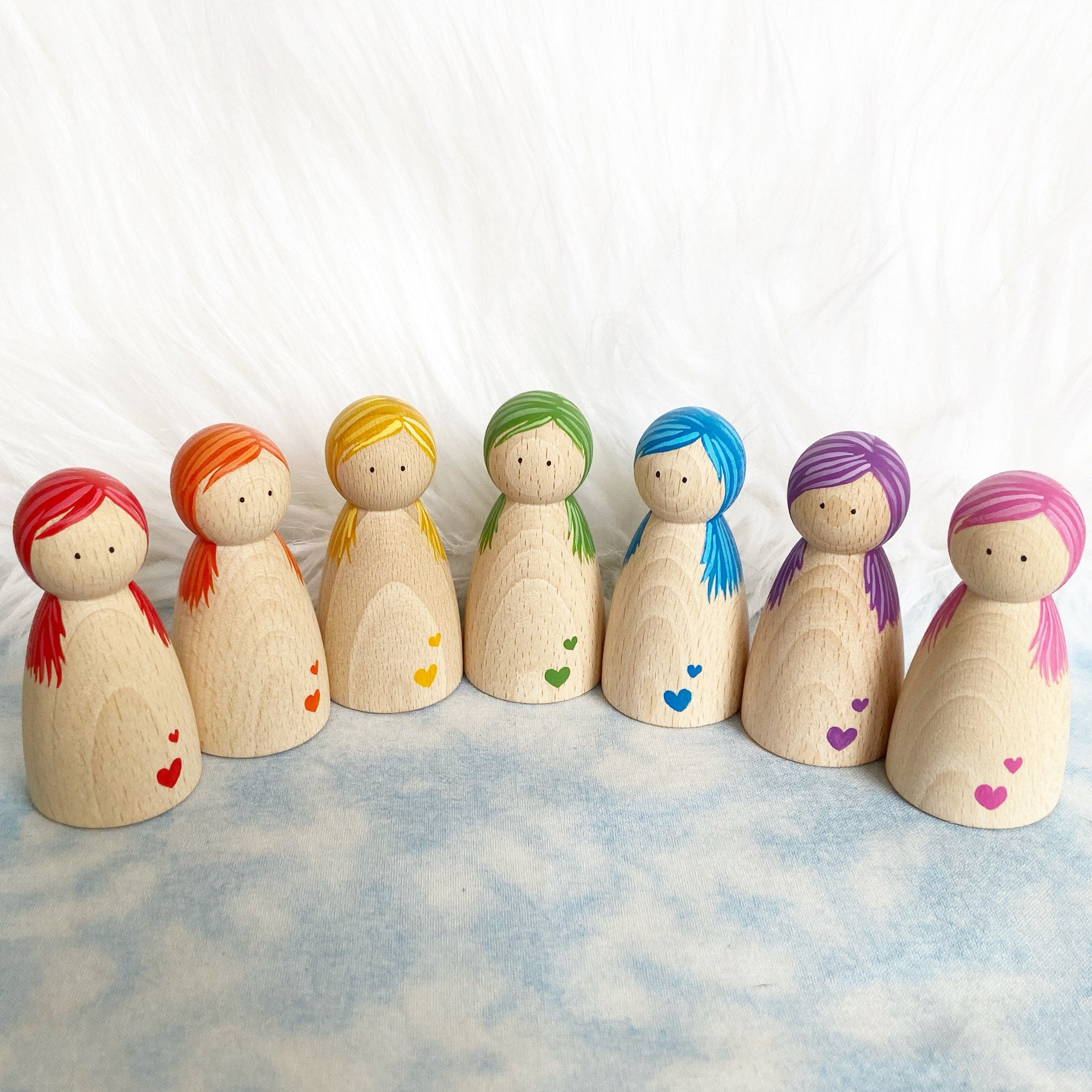 Rainbow Love Peg Dolls