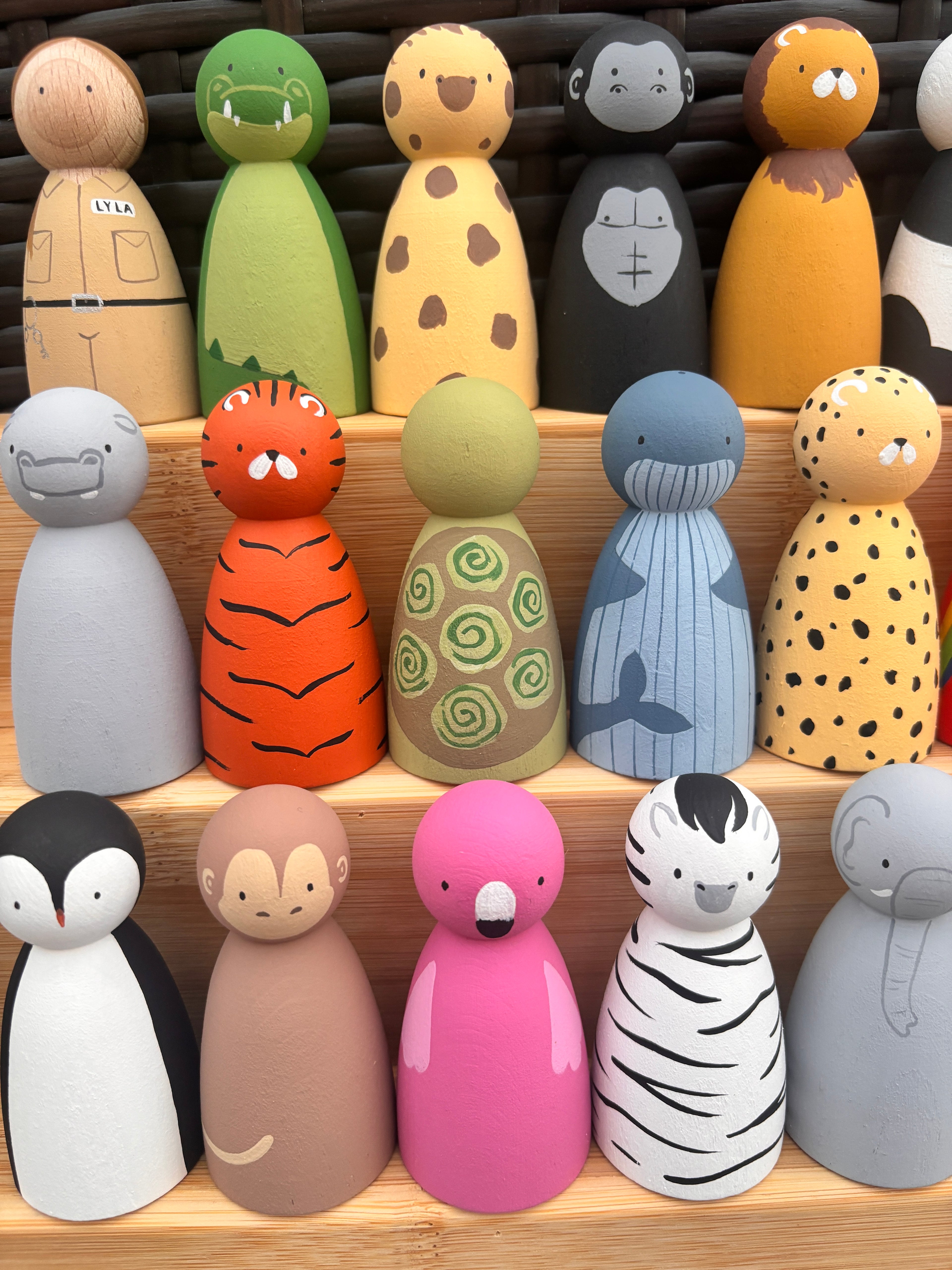 Zoo Animal Peg Dolls