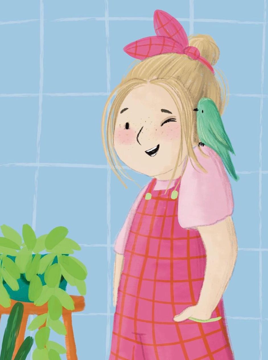 Illustrated ‘Parrot Girl’ Art Print Poster A4