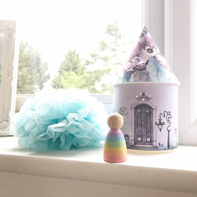 Pastel Rainbow Peg Doll