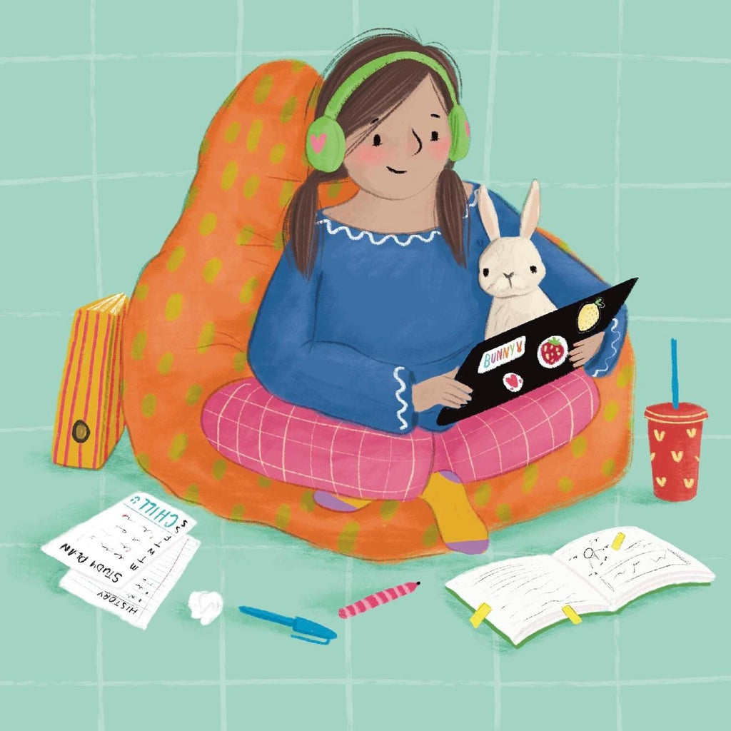 Illustrated ‘Study Bunny’ Art Print Poster A4