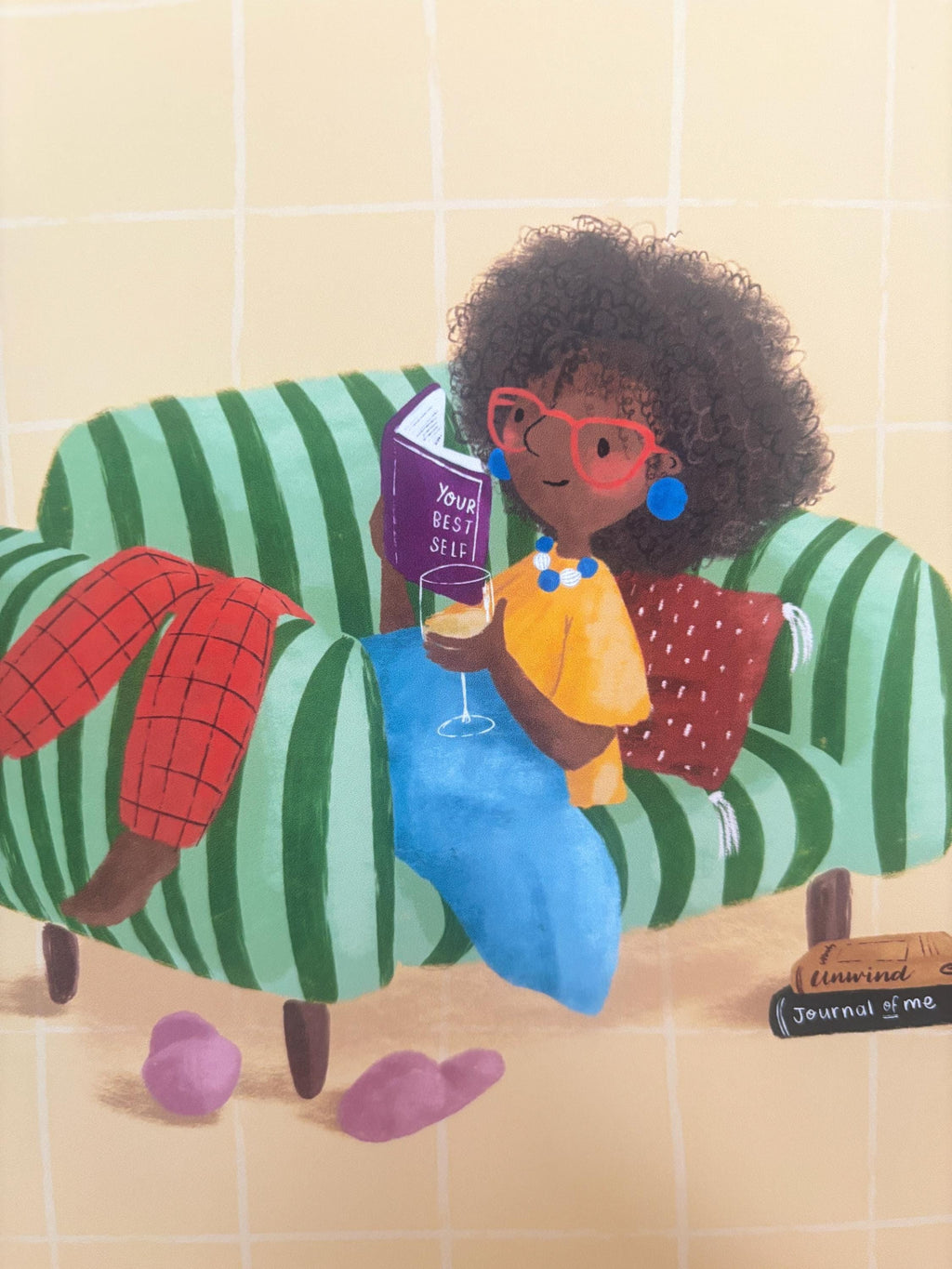 Illustrated ‘Girl on a Stripy Chair’ Art Print Poster A4