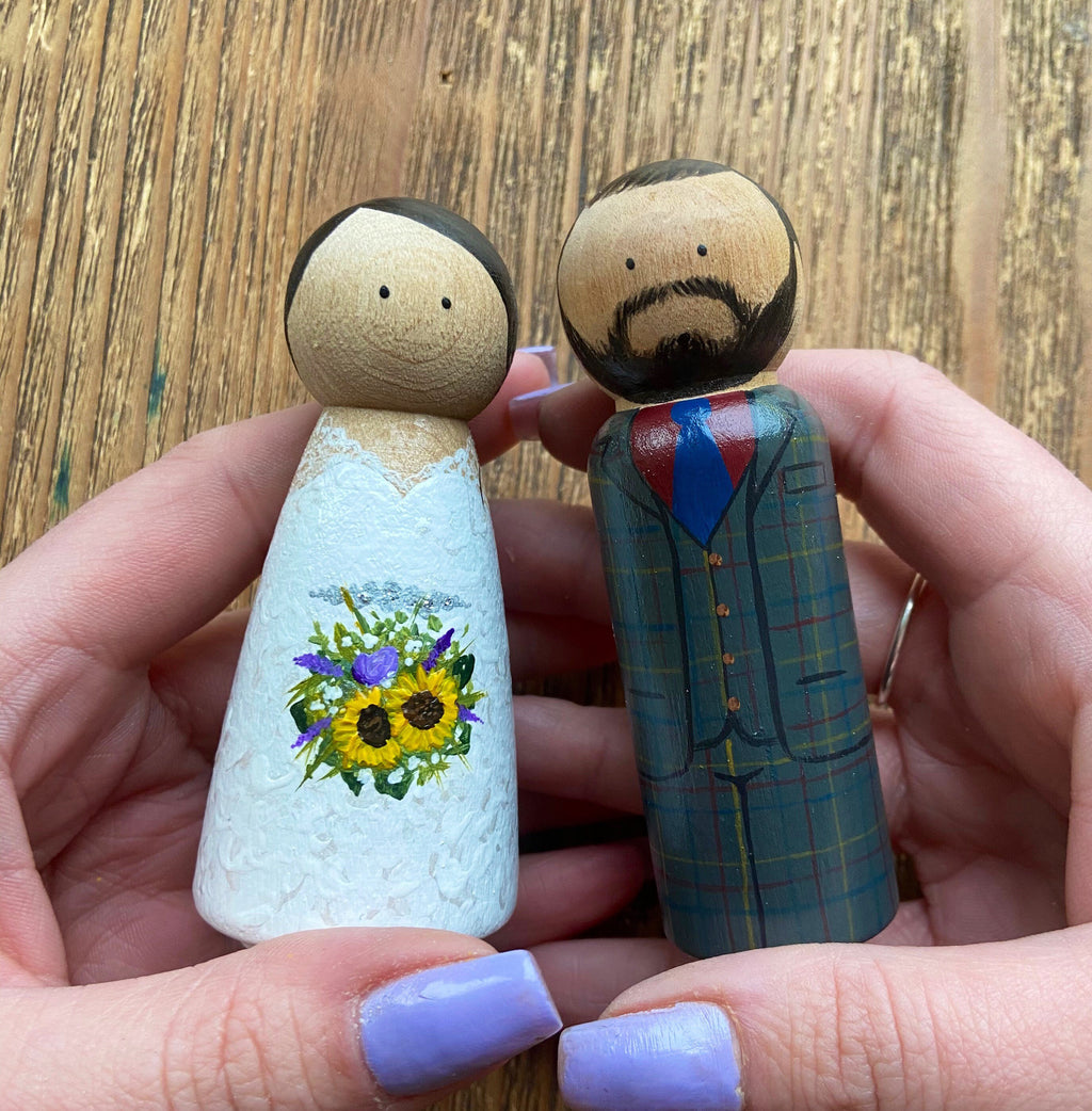 Wedding Peg Dolls Cake Topper