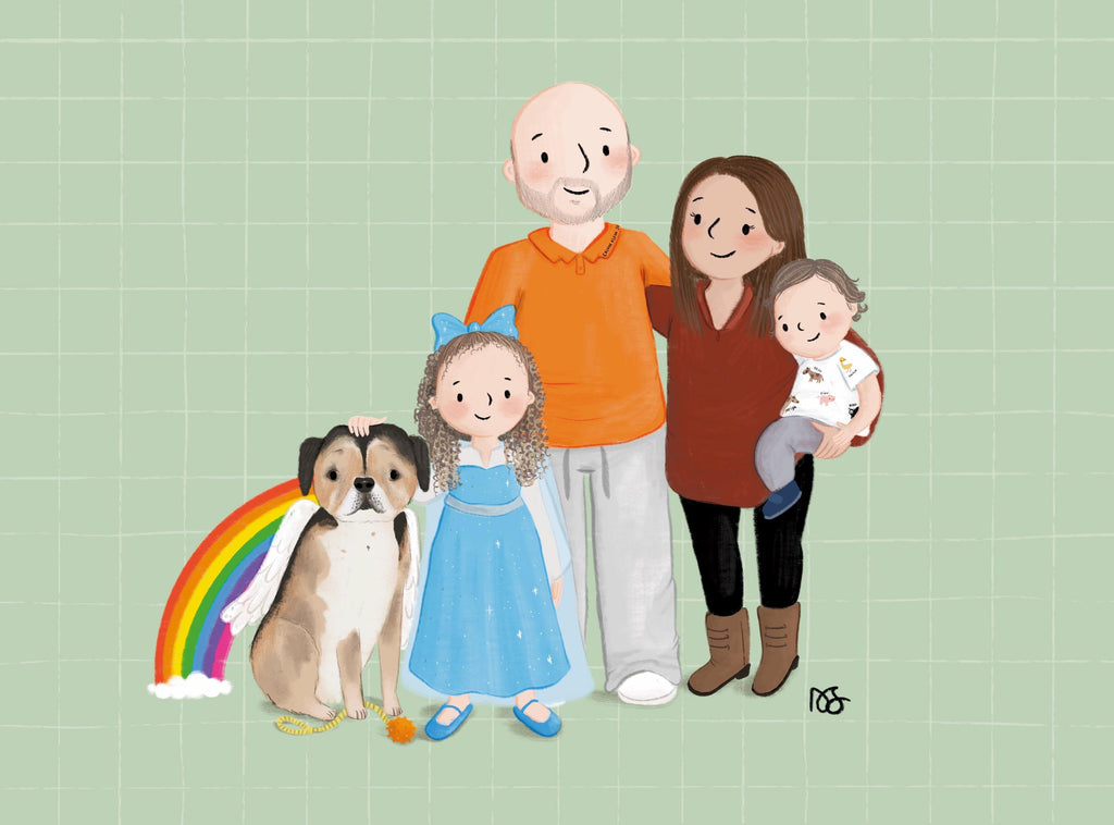 Custom Family Portrait Illustration Art Print A4