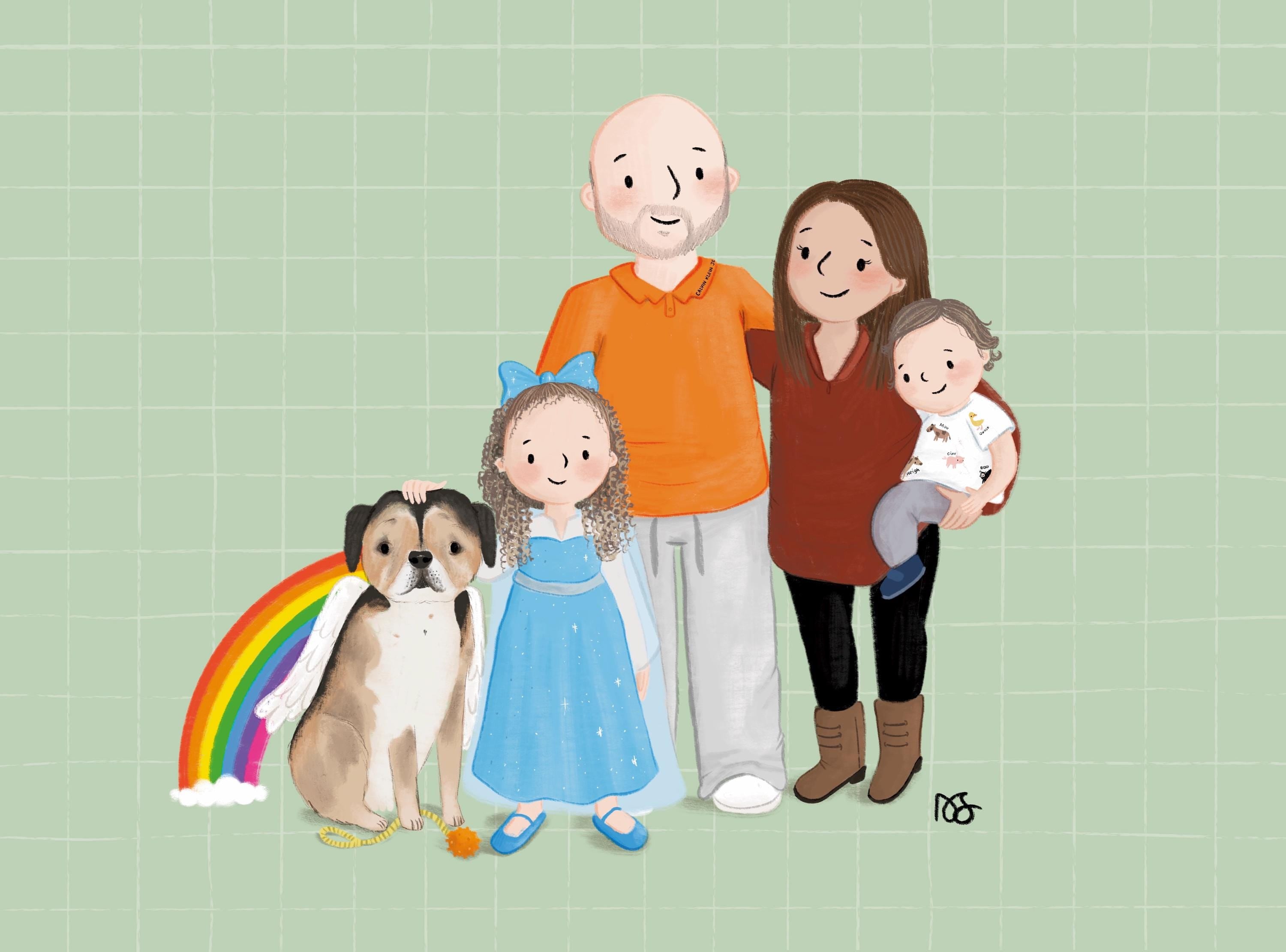 Custom Family Portrait Illustration Art Print A4