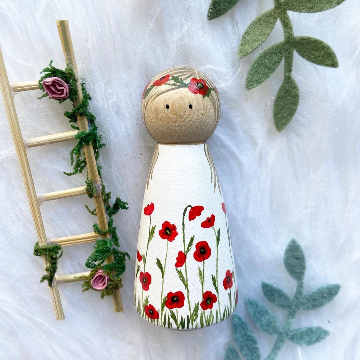 Large Flower Peg Doll