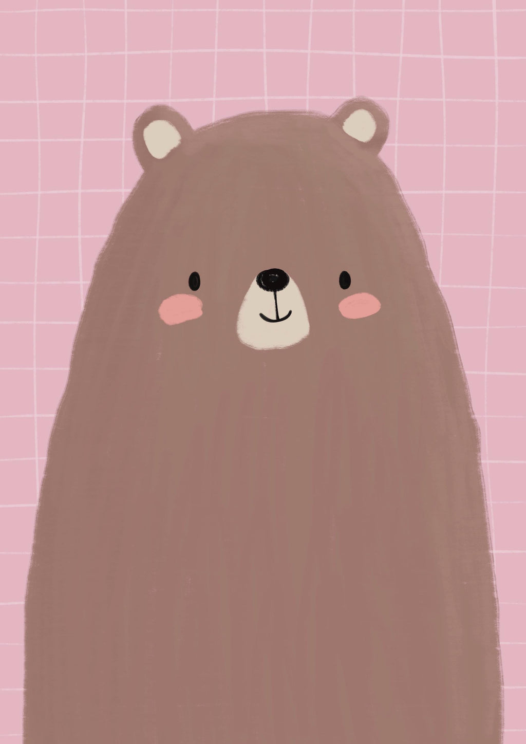 Illustrated Bear Art Print Poster A4