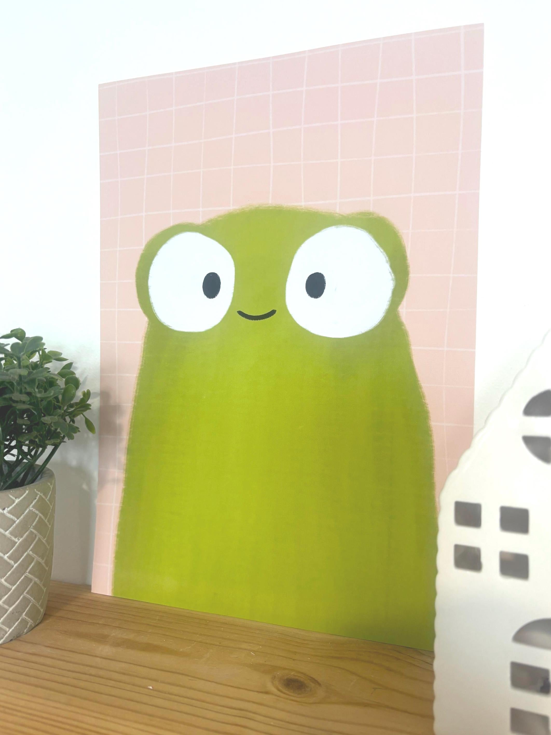 Illustrated Frog Art Print Poster A4