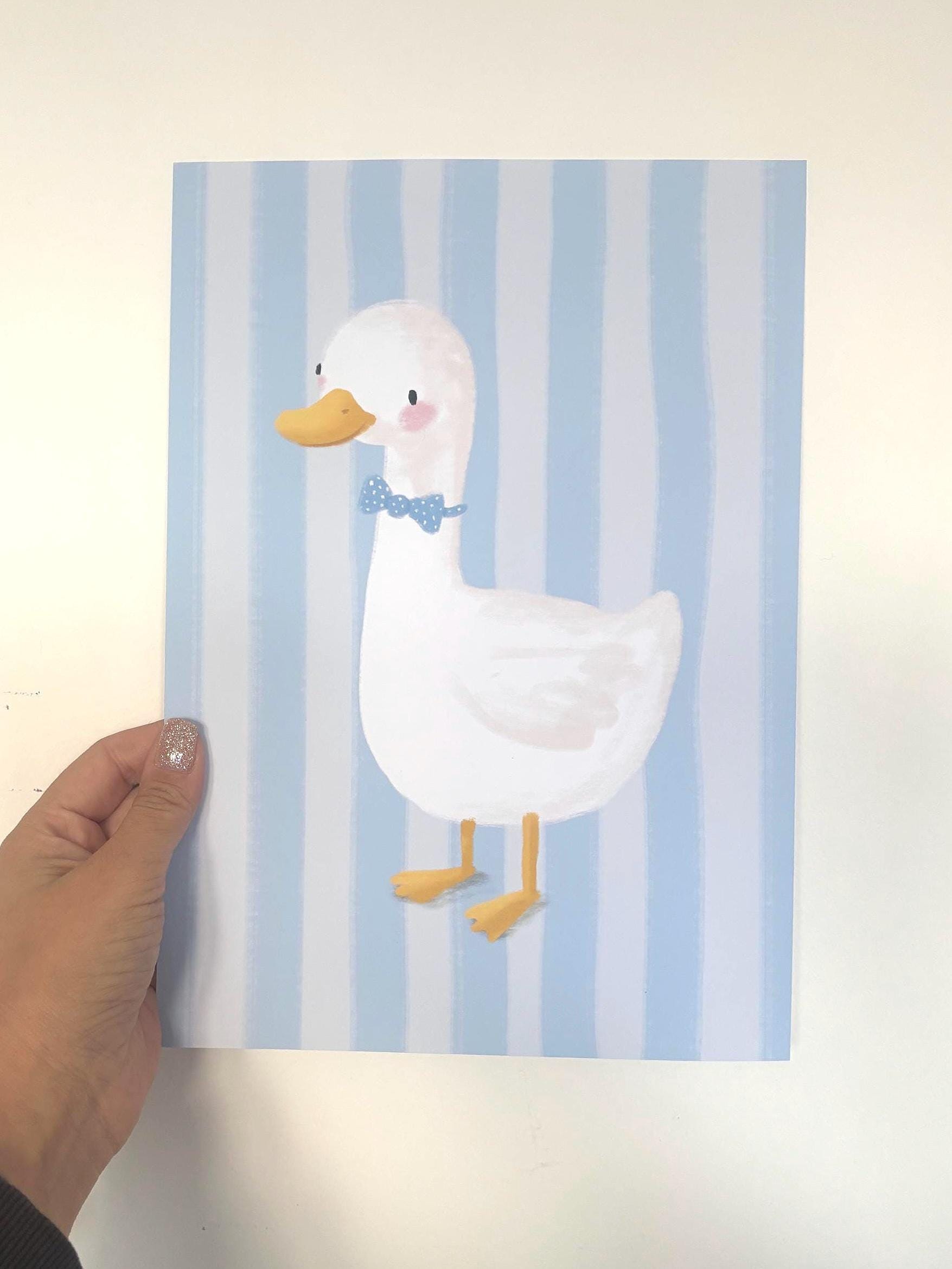 Illustrated Blue Goose Art Print Poster A4