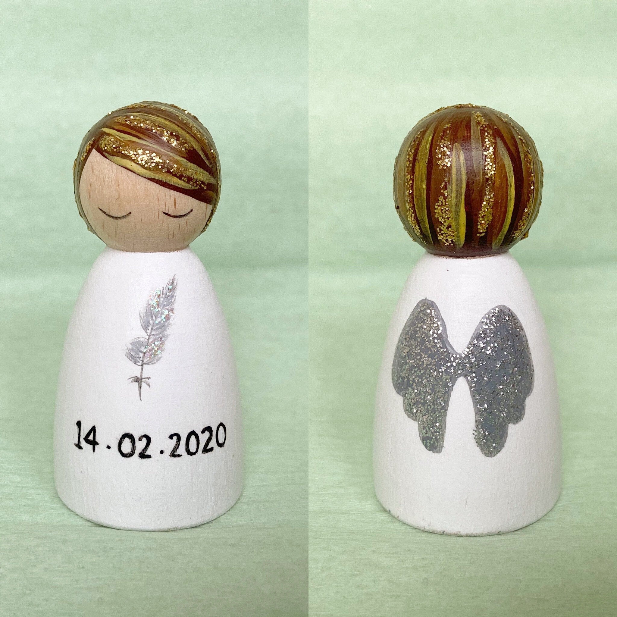 Angel Peg Doll with Feather