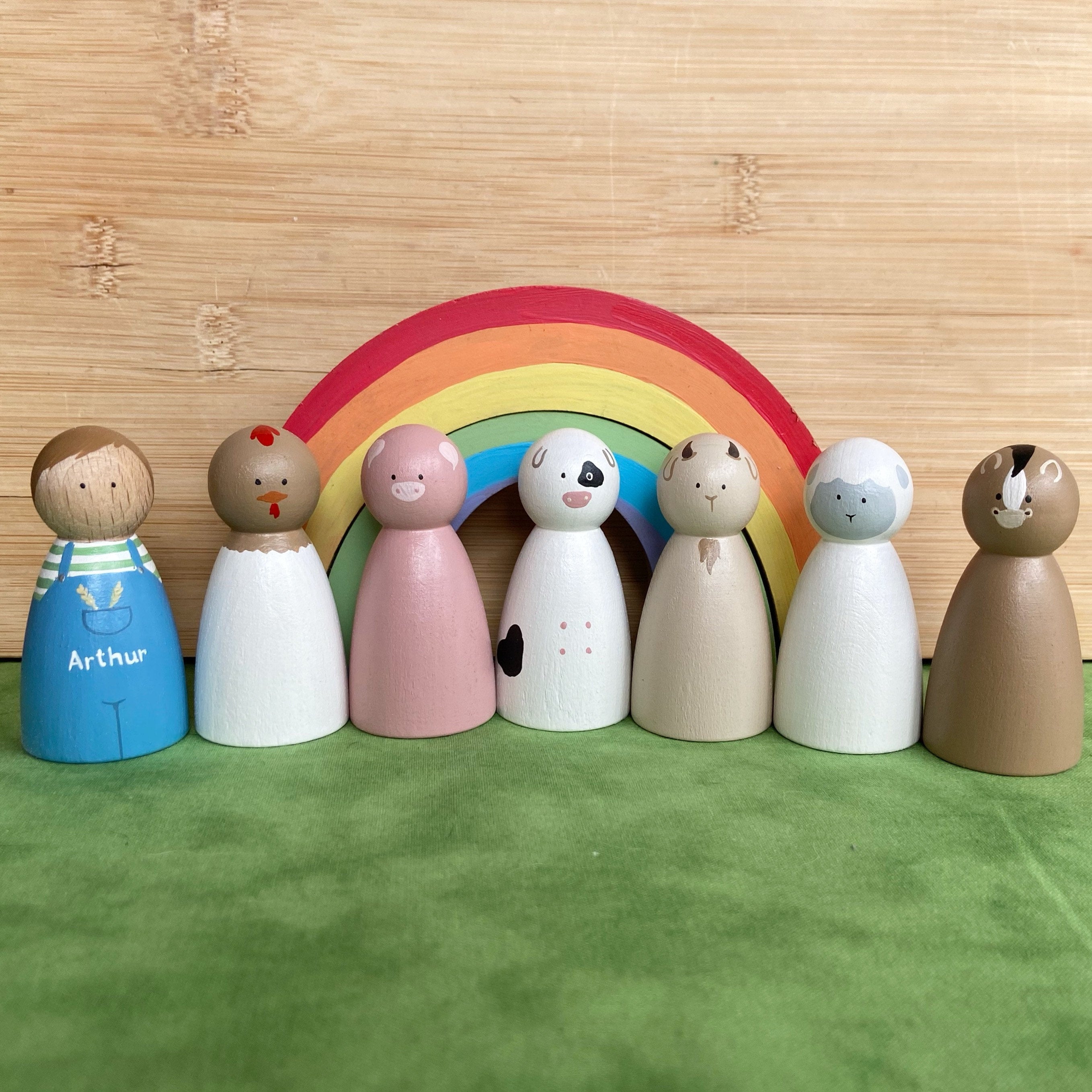 Farmer & Farm Set Peg Dolls