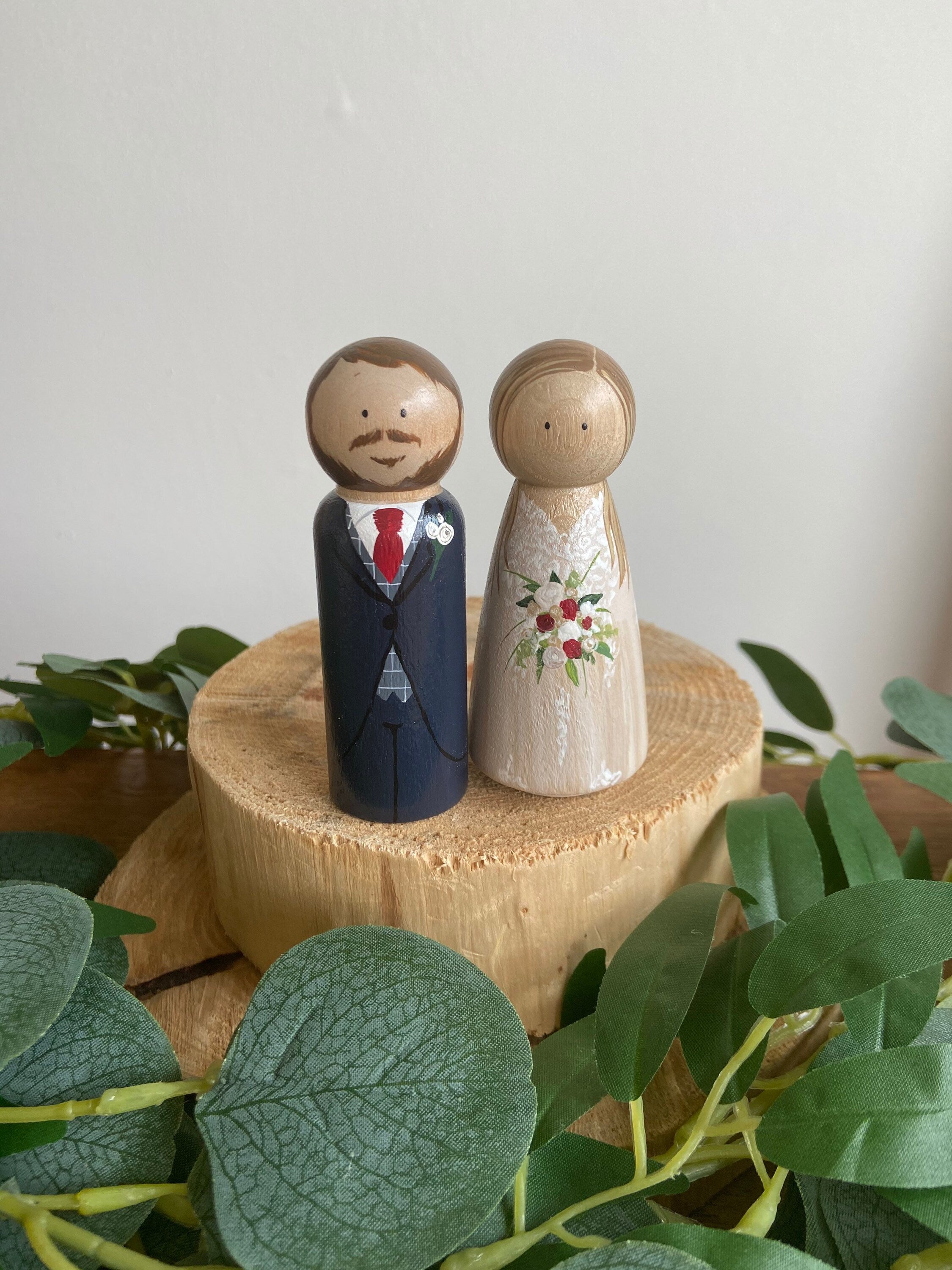 Wedding Peg Dolls Cake Topper