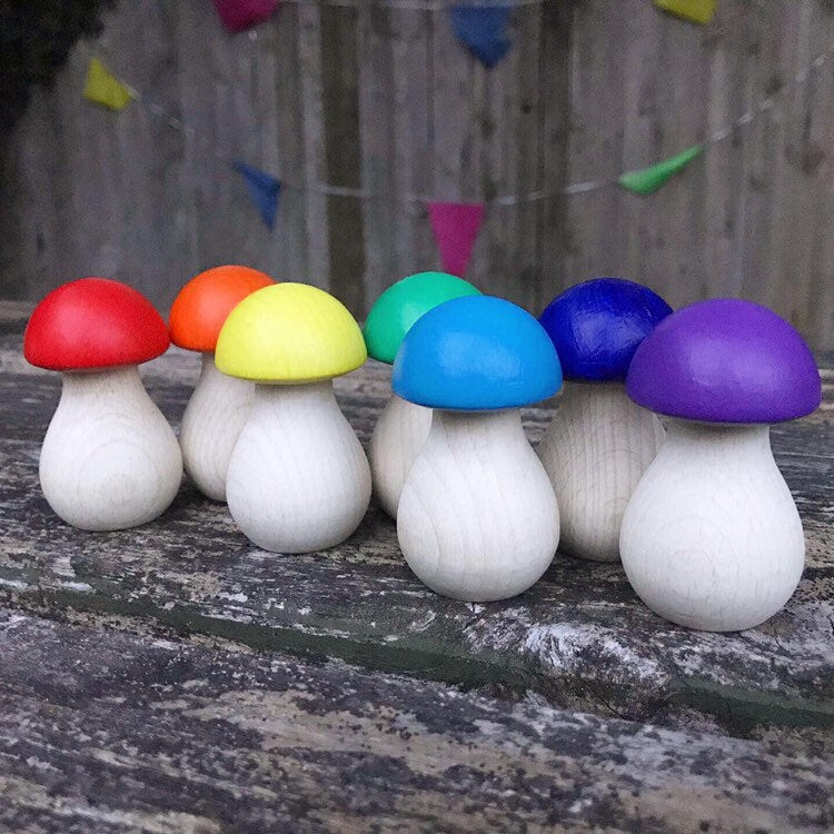 Rainbow Toadstool Peg Doll Set