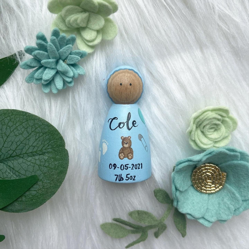 Personalised New Baby Peg Doll