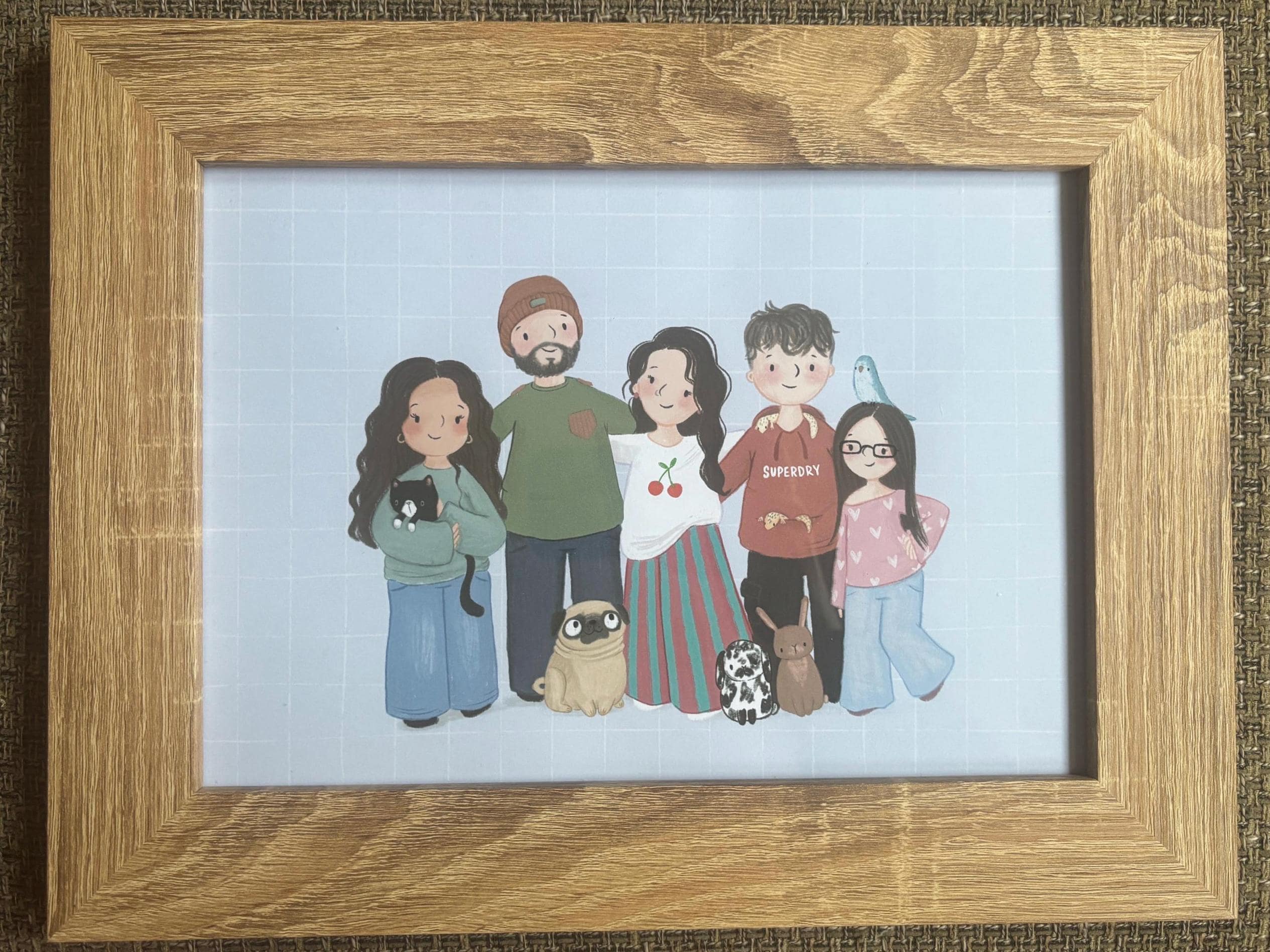 Custom Family Portrait Illustration Art Print A4