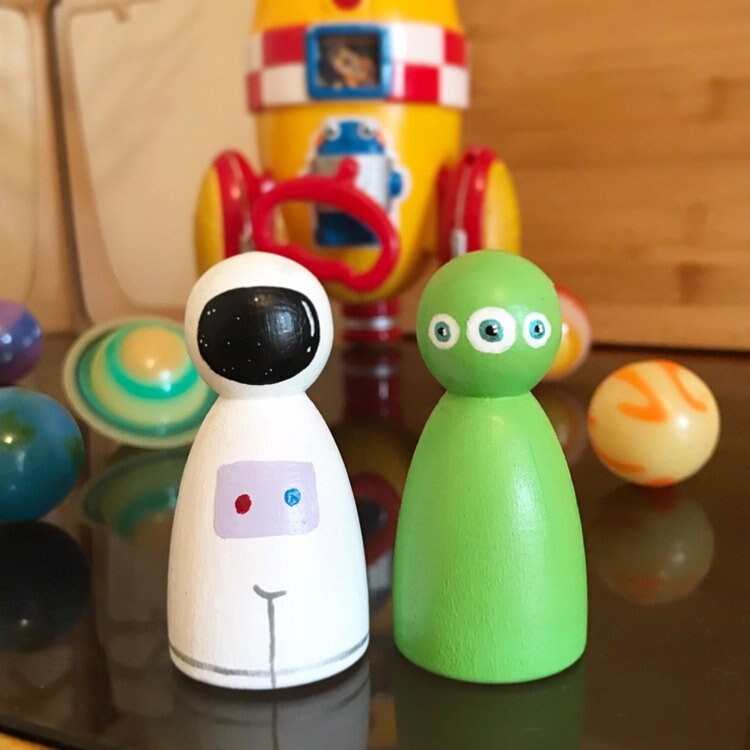 Astronaut & Alien Peg Dolls
