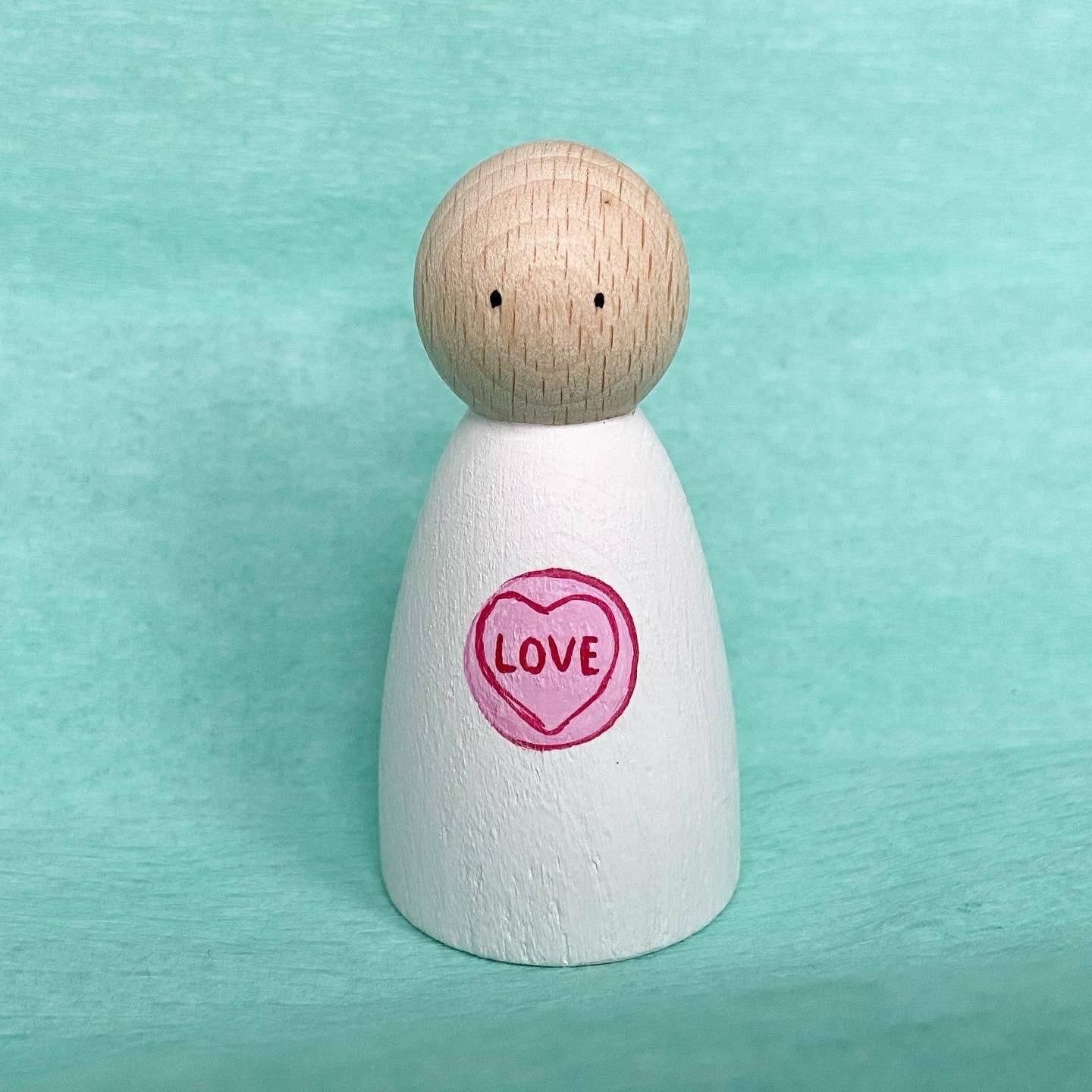 Love Heart Valentines Peg Doll