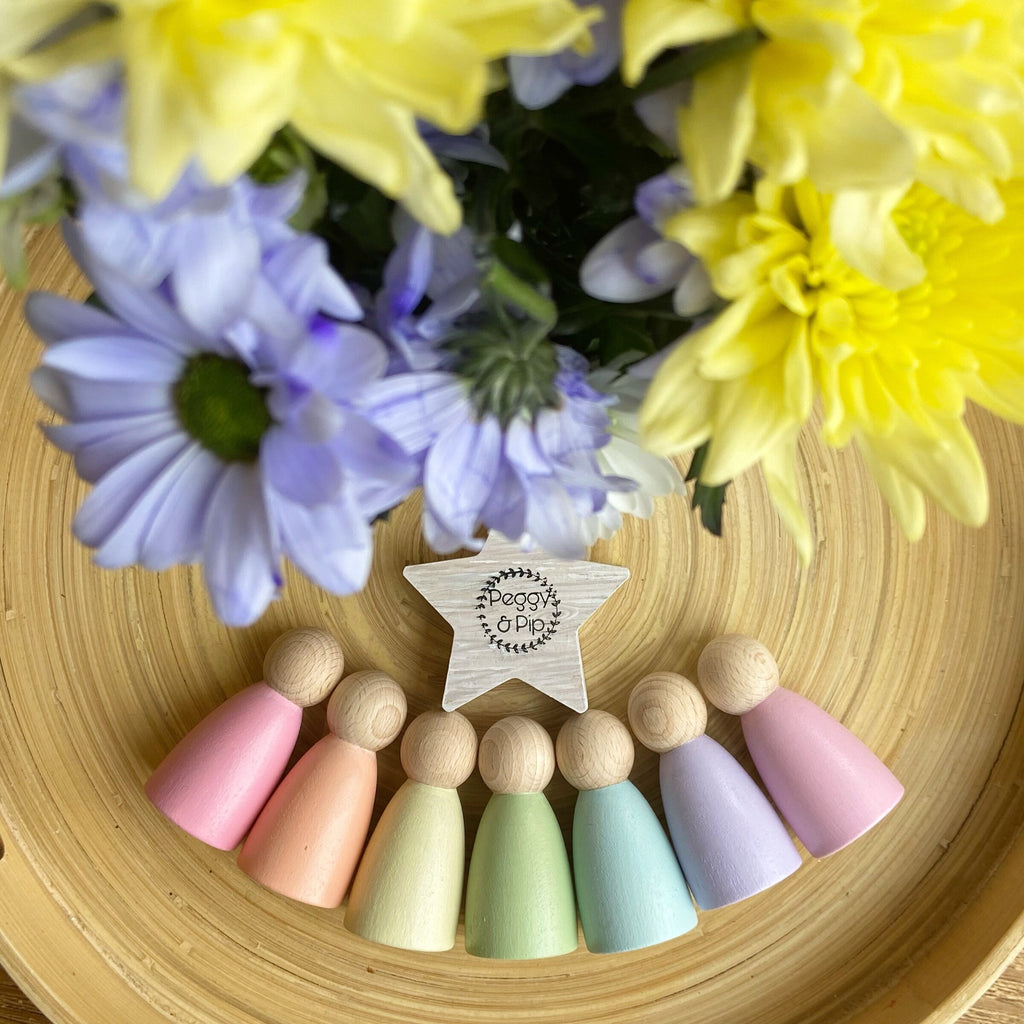 Simple Rainbow Peg Doll Set
