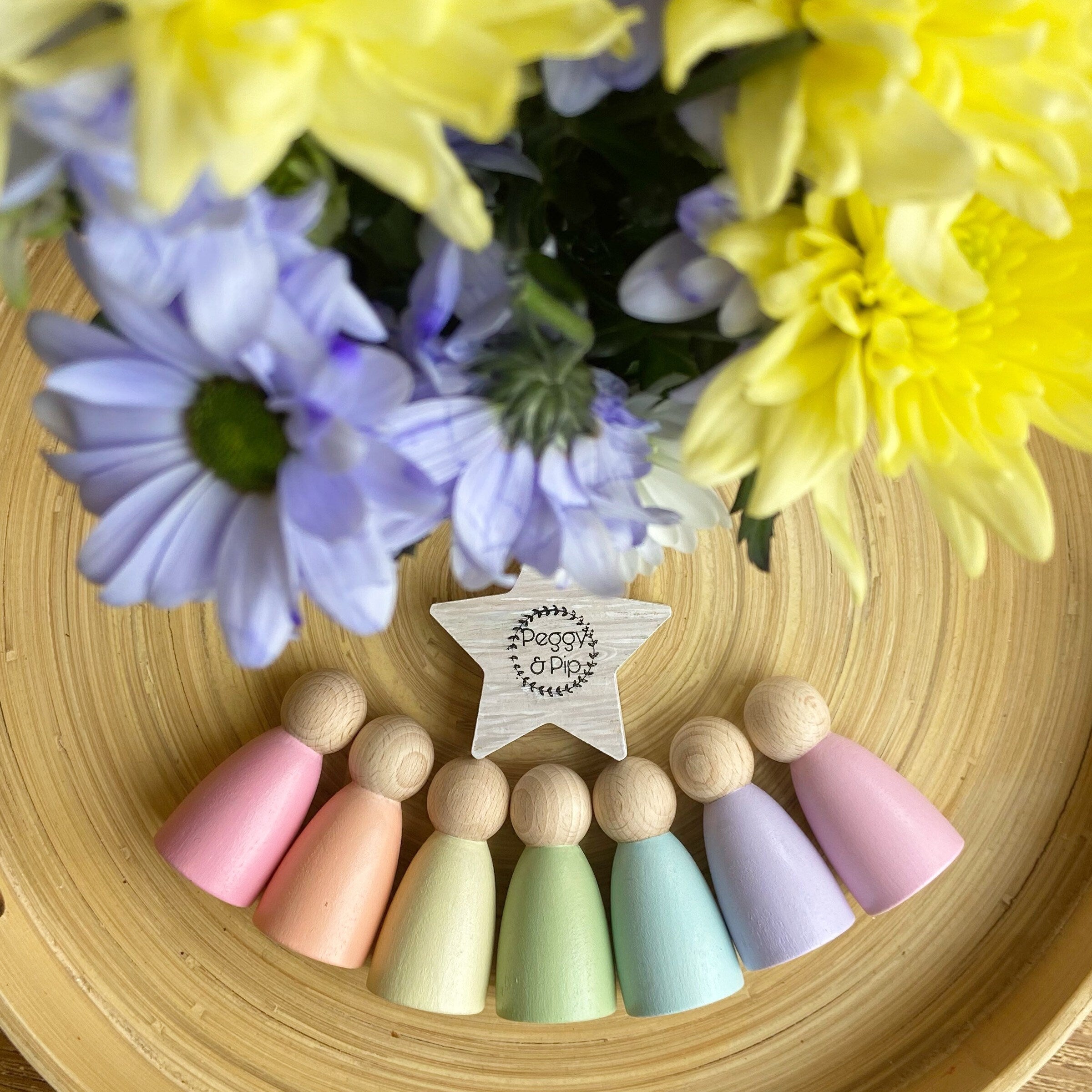 Simple Rainbow Peg Doll Set