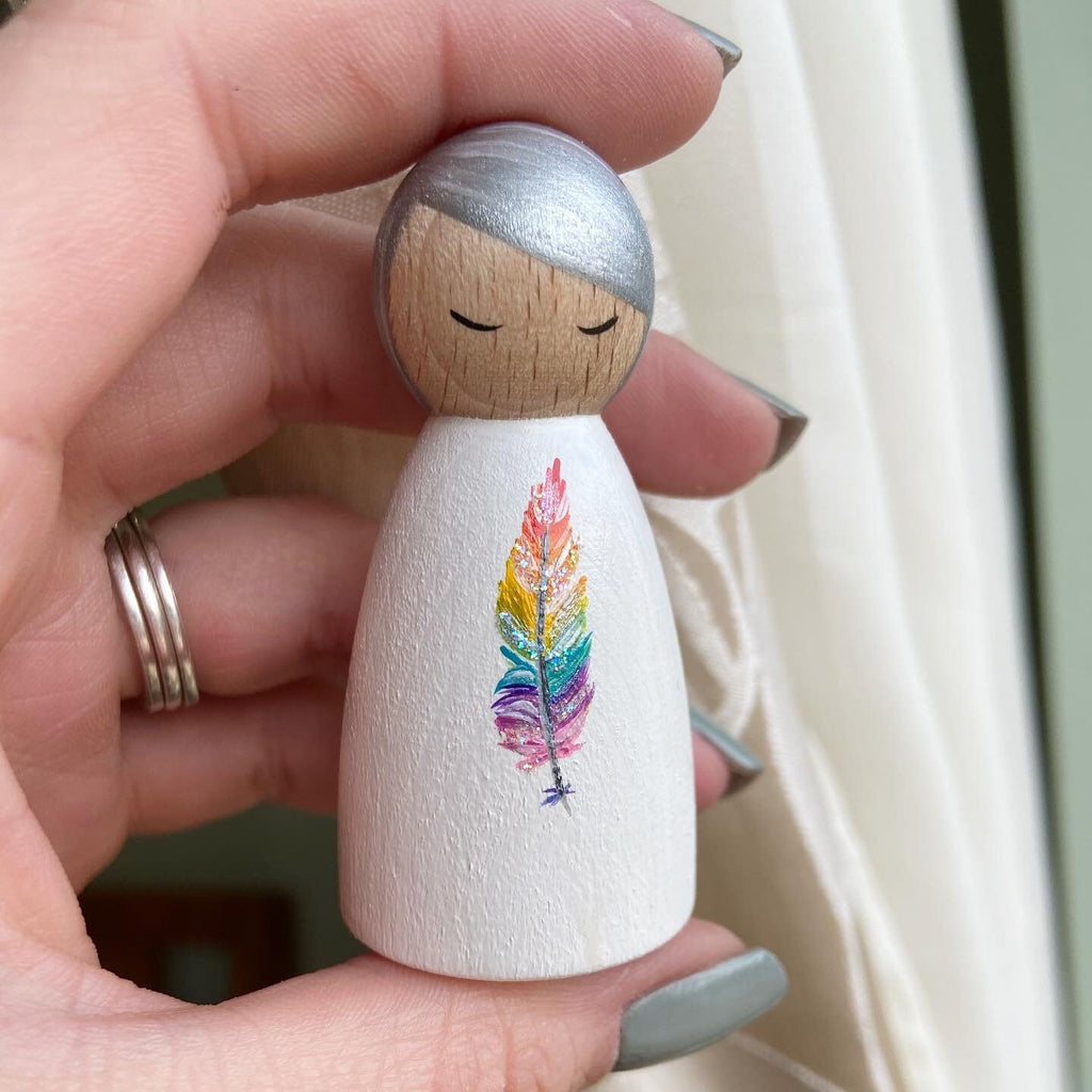 Angel Peg Doll with Feather