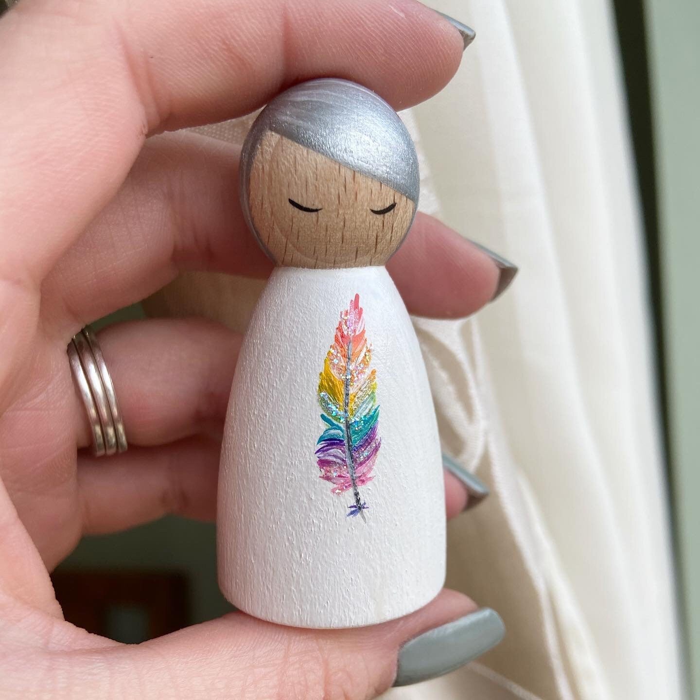 Angel Peg Doll with Feather