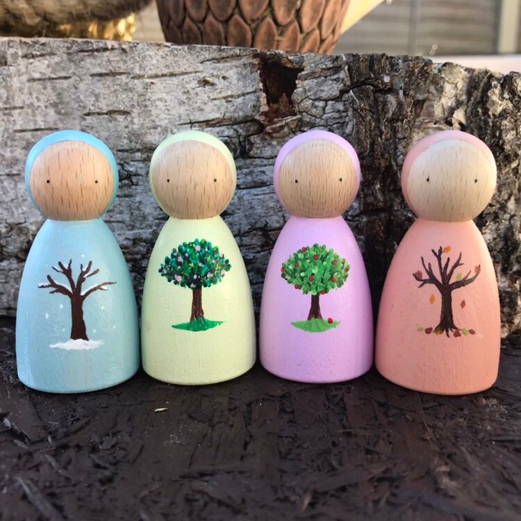 Set of 4 Seasons Peg Dolls
