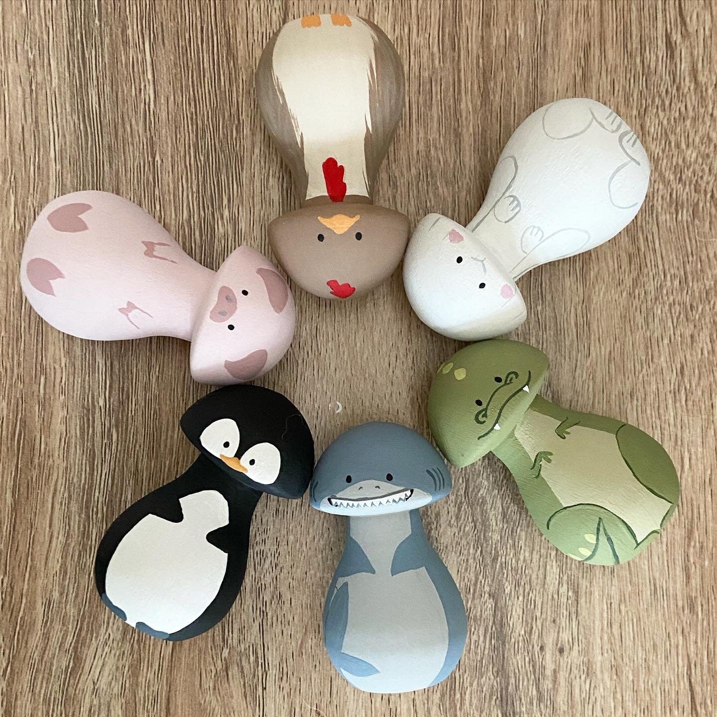 Toadstool Animal Peg Dolls