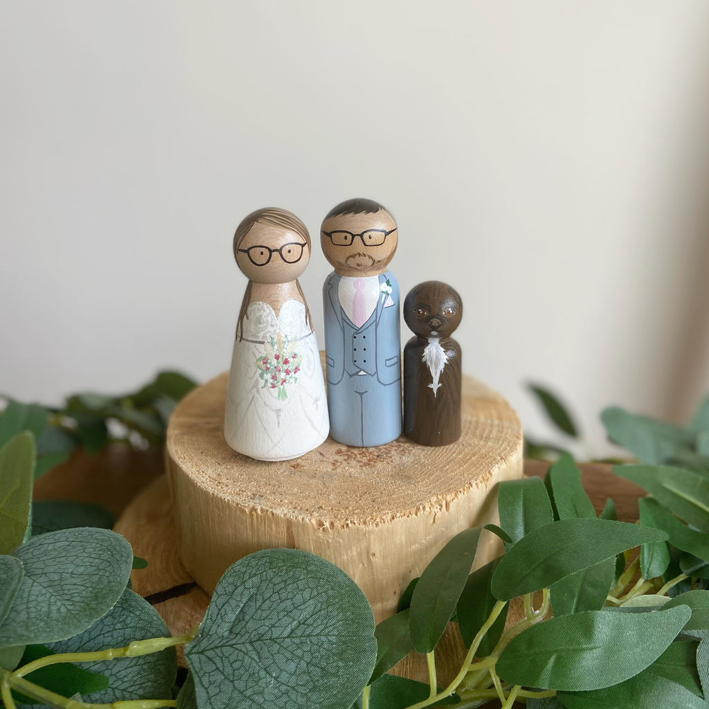 Wedding Peg Dolls Cake Topper